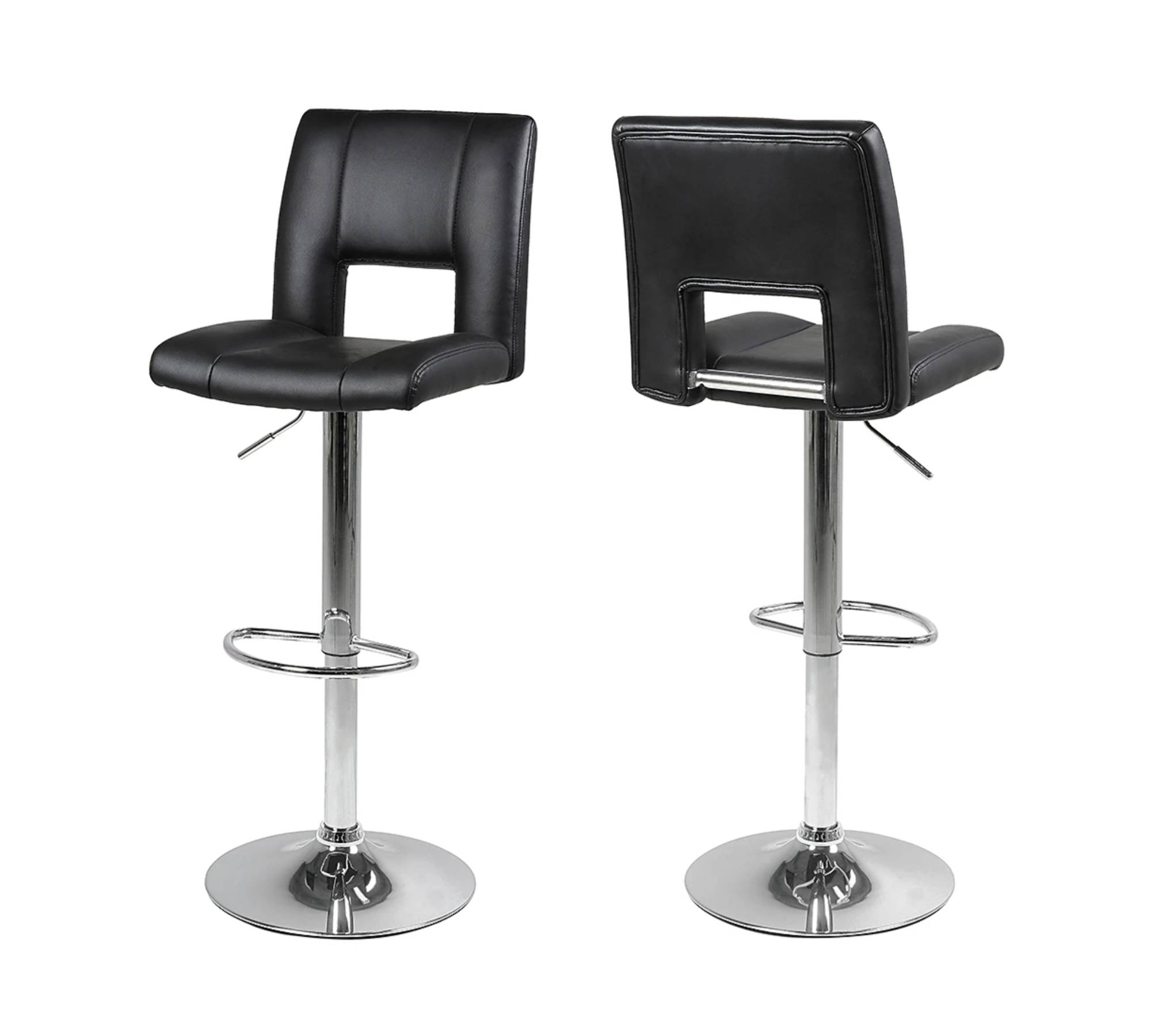 Bar stool Selina I (set of 2) Faux leather / chrome Black