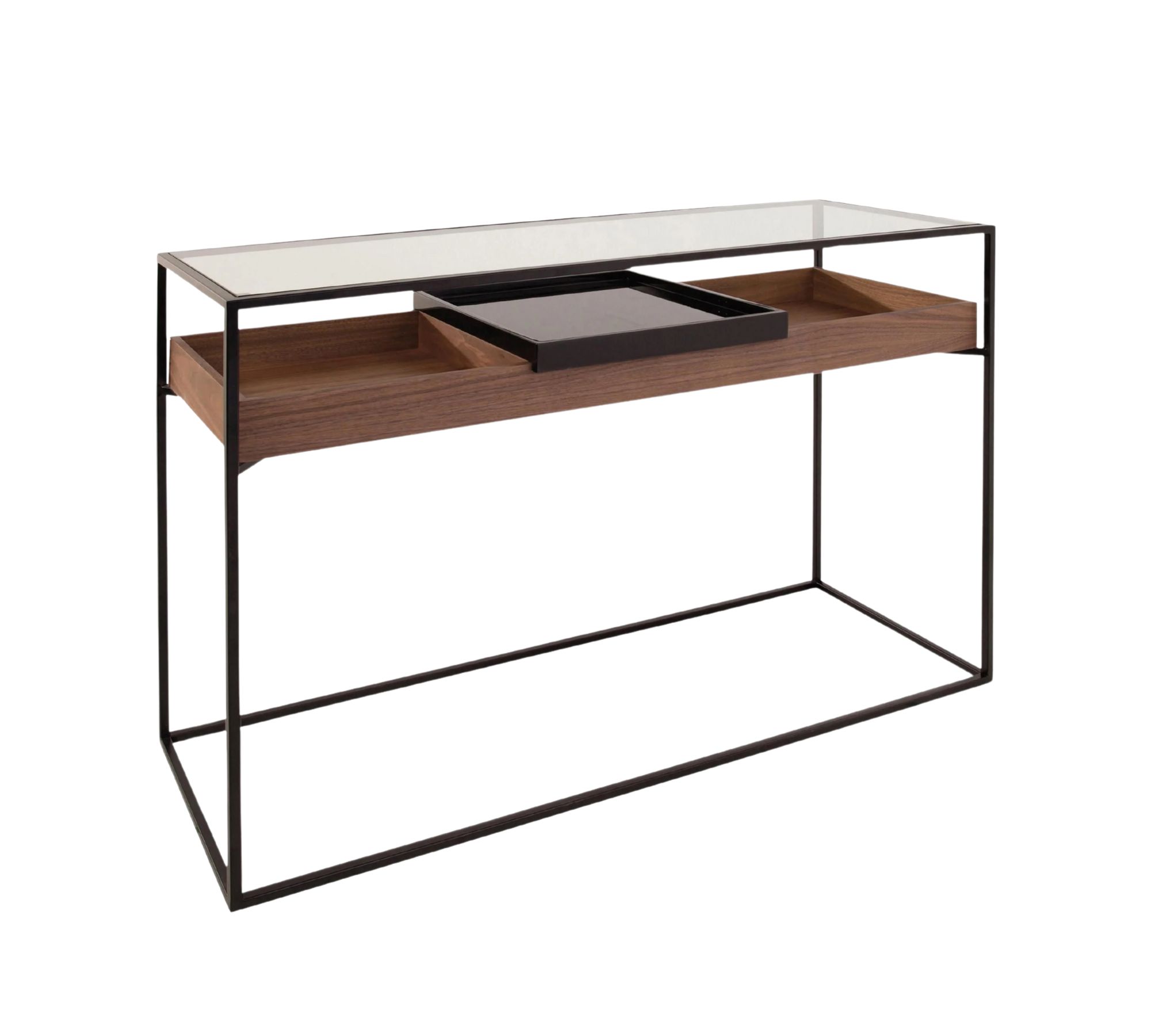 Console Helix Wood with glass top Brown