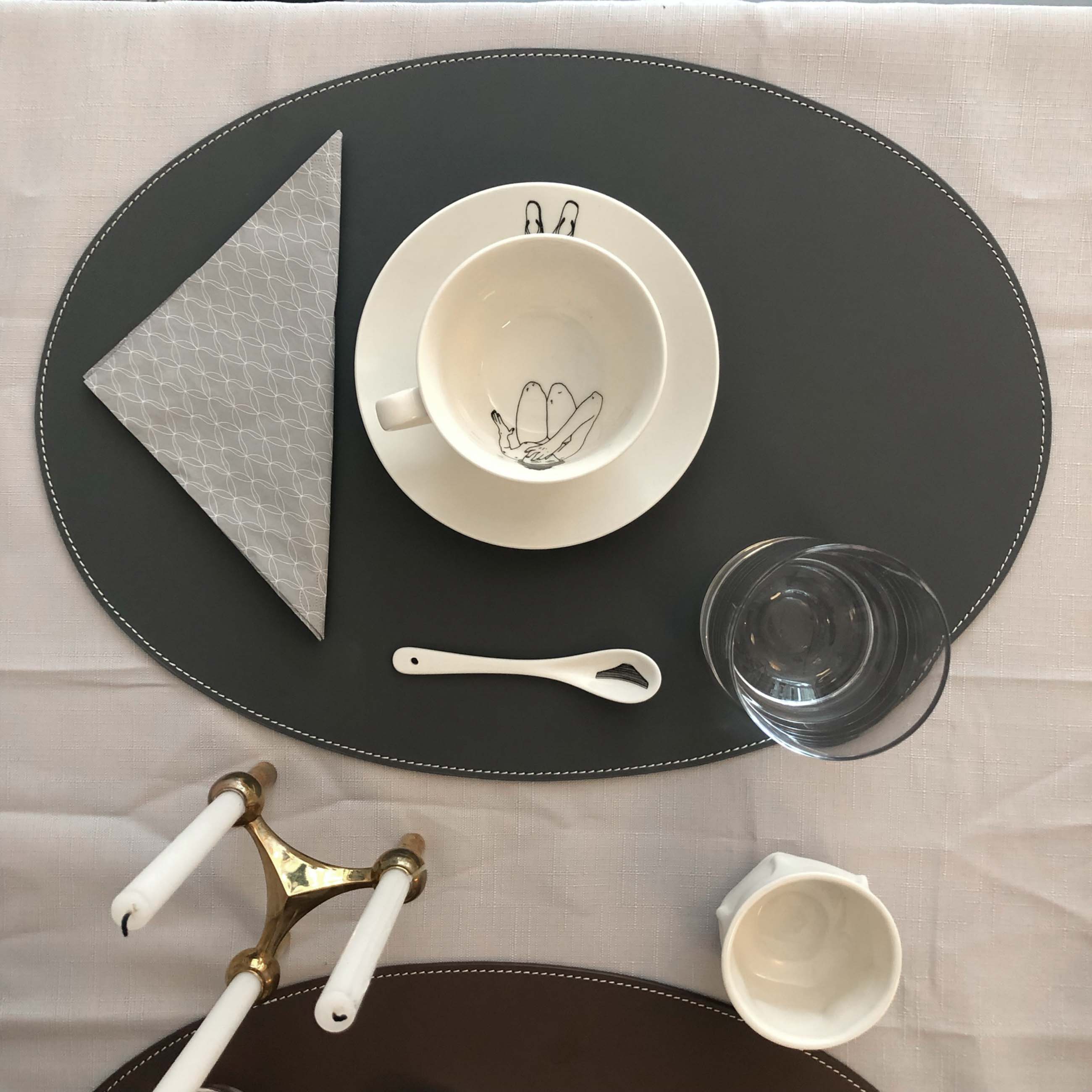 Placemat Leather Grey