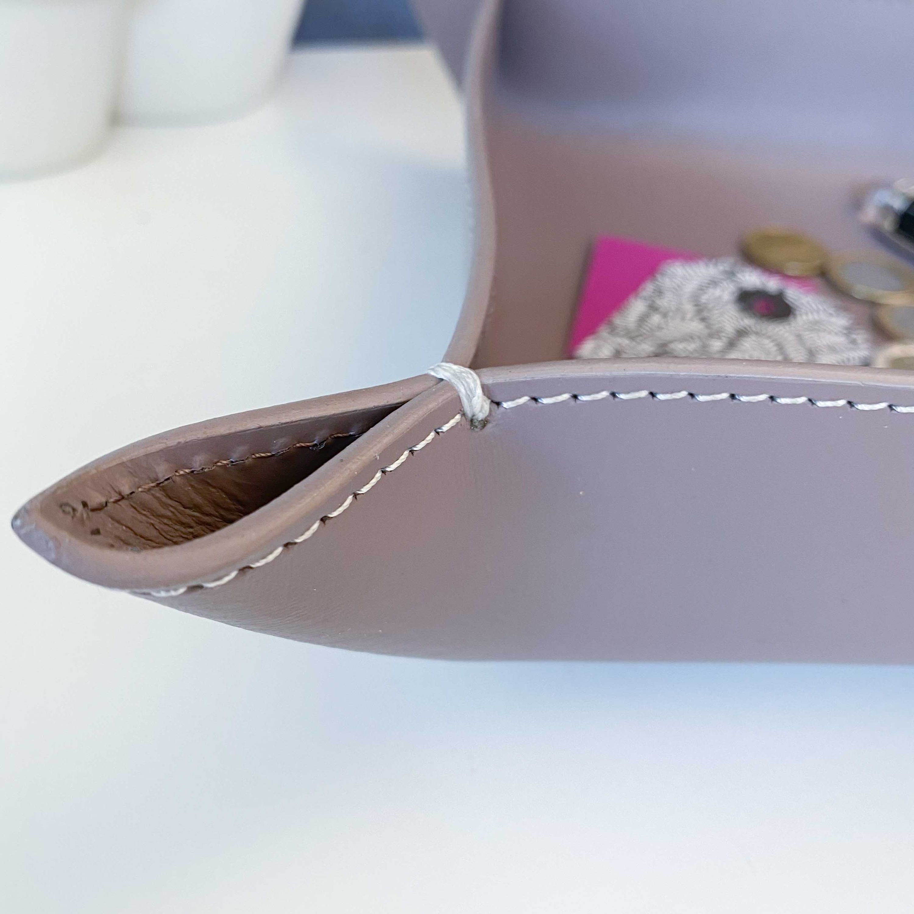 Bowl Leather Taupe 20x20 cm