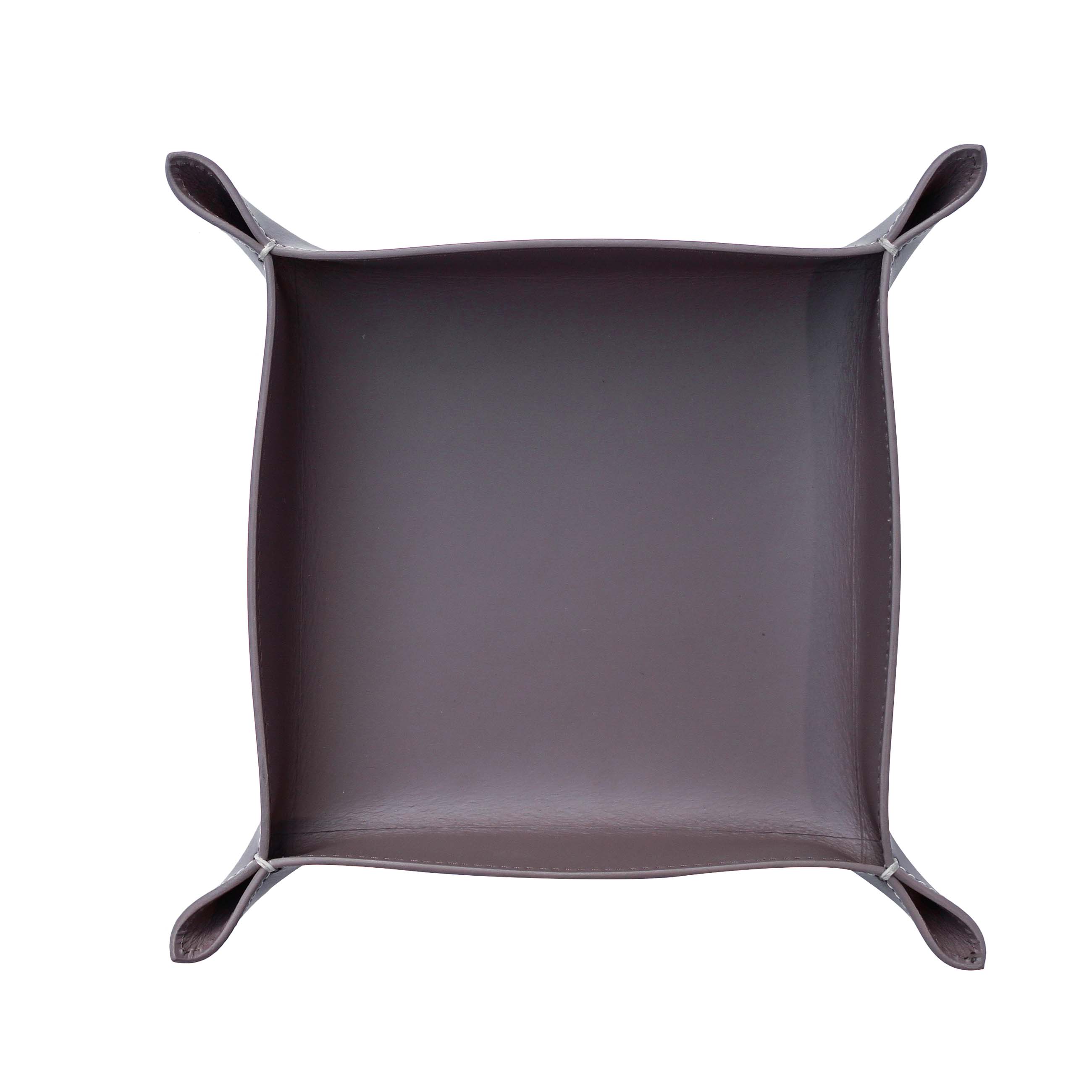 Bowl Leather Taupe 20x20 cm