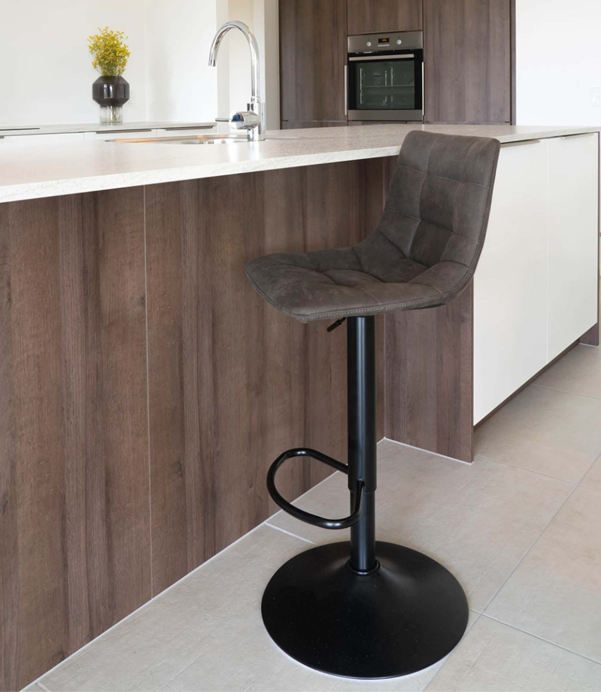 2x Barstuhl Microfaser Taupe