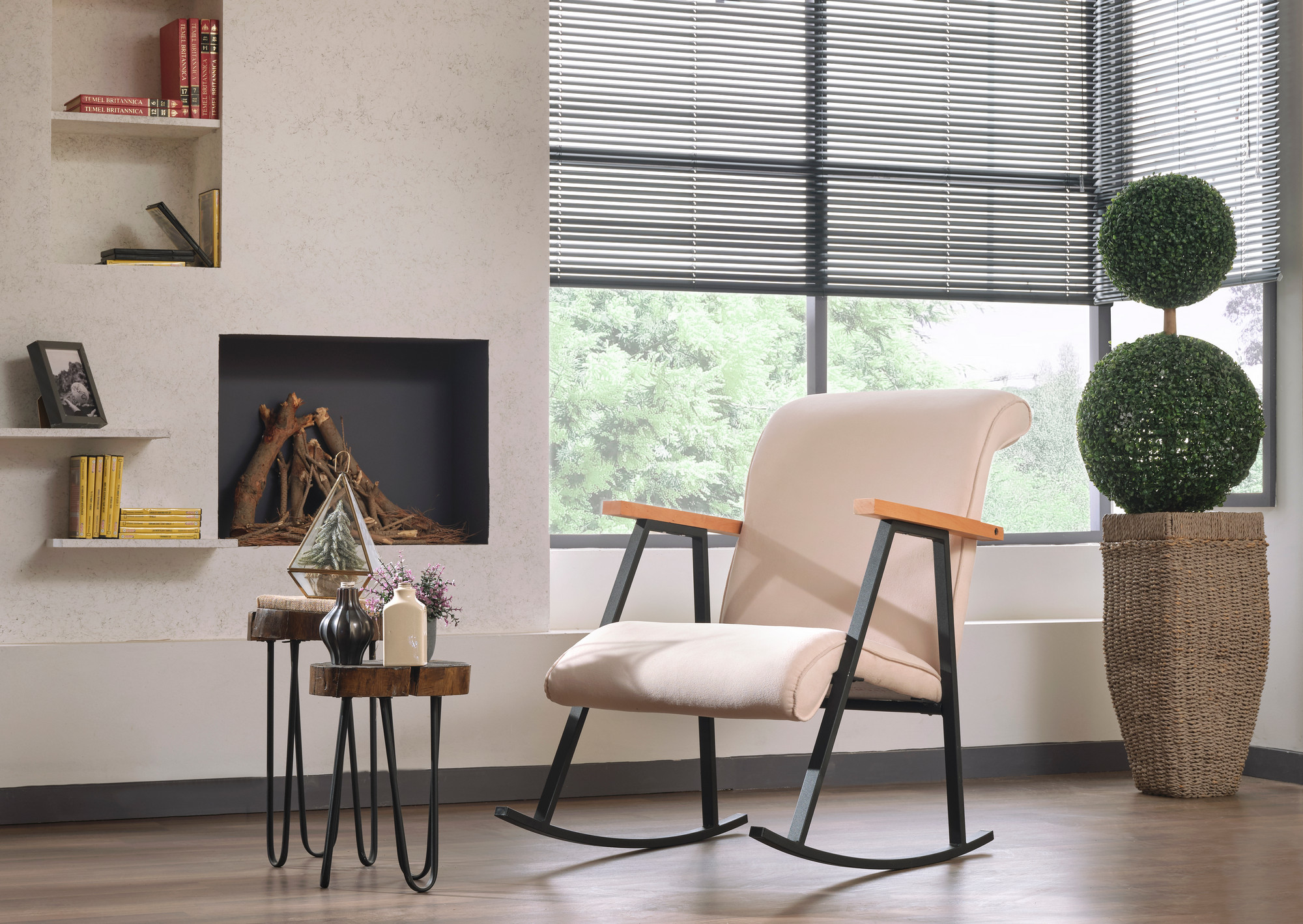 Yoka Schaukelstuhl Textil Creme