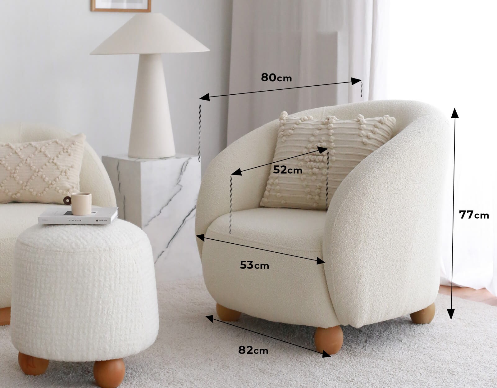 Slon Sessel Textile Weiß