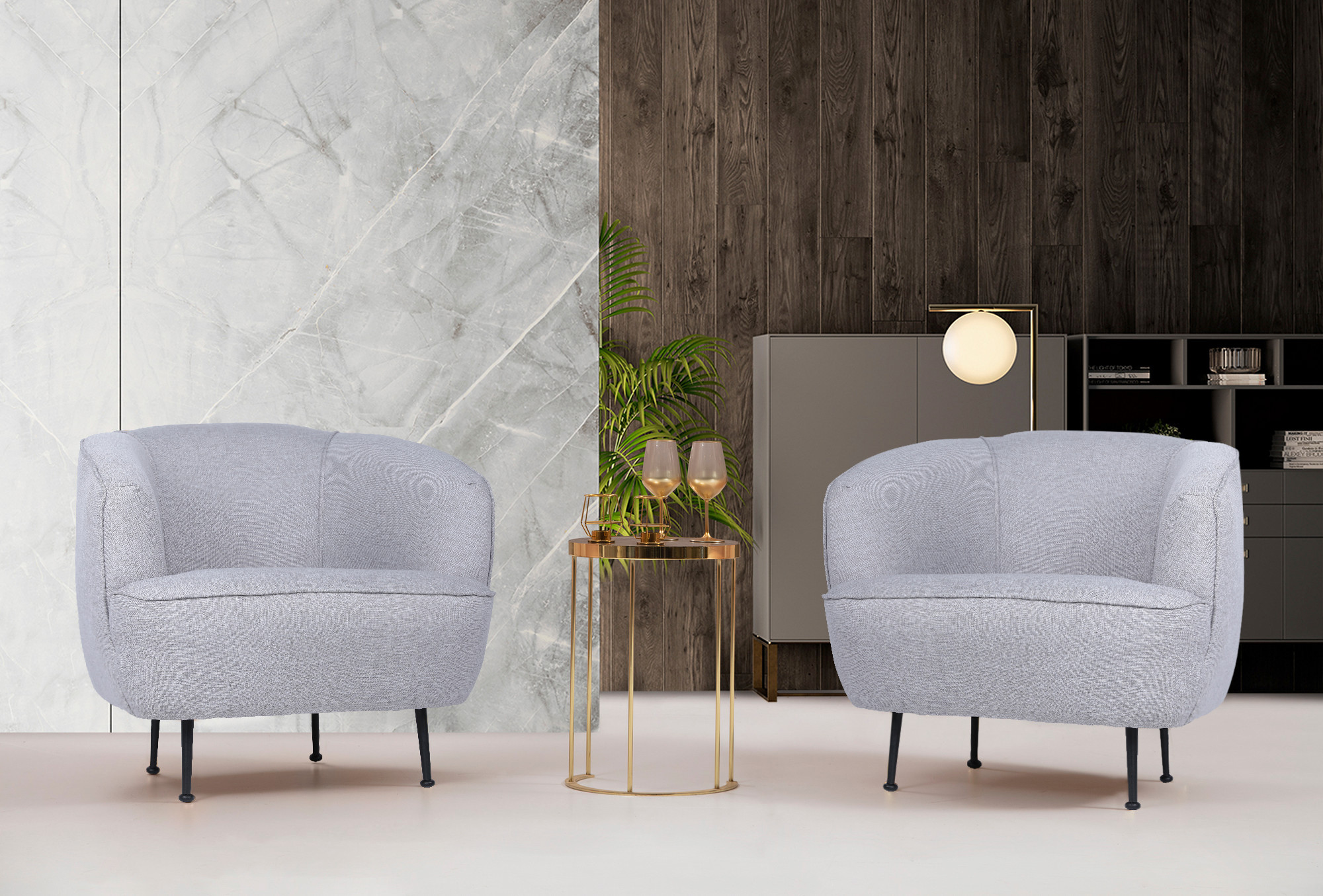 Piccoli Bony Armchair Linen Light Grey