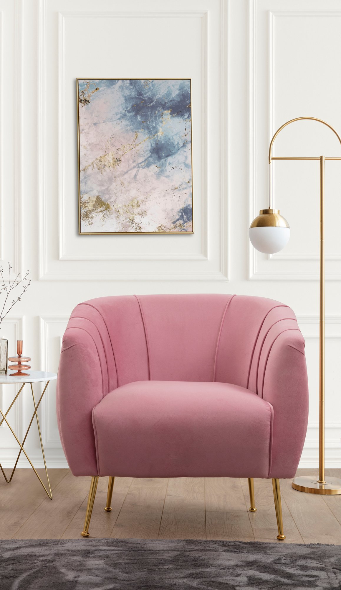 Oyster Armchair Dusty Rose