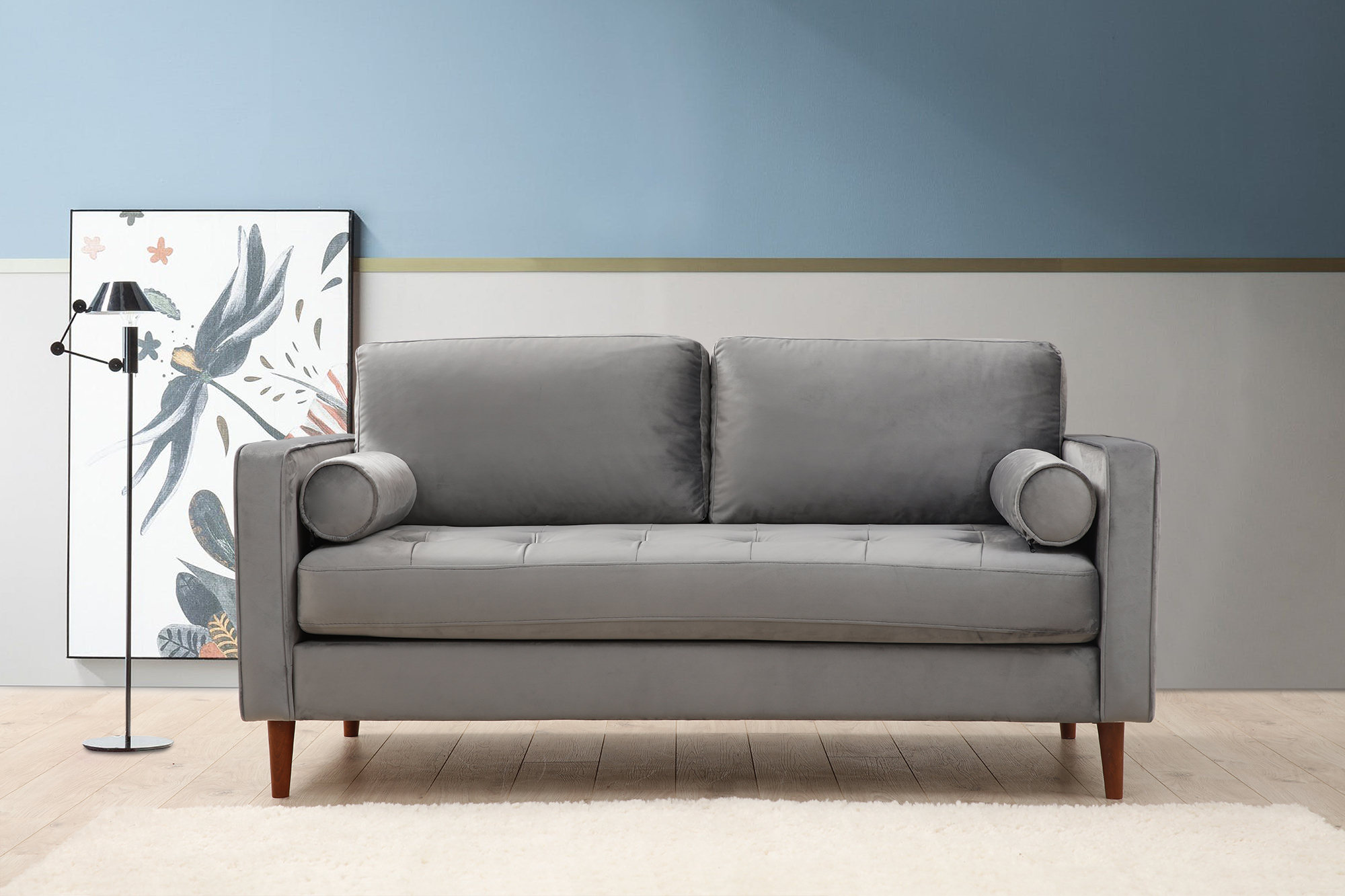 Rome 2-seater sofa light grey