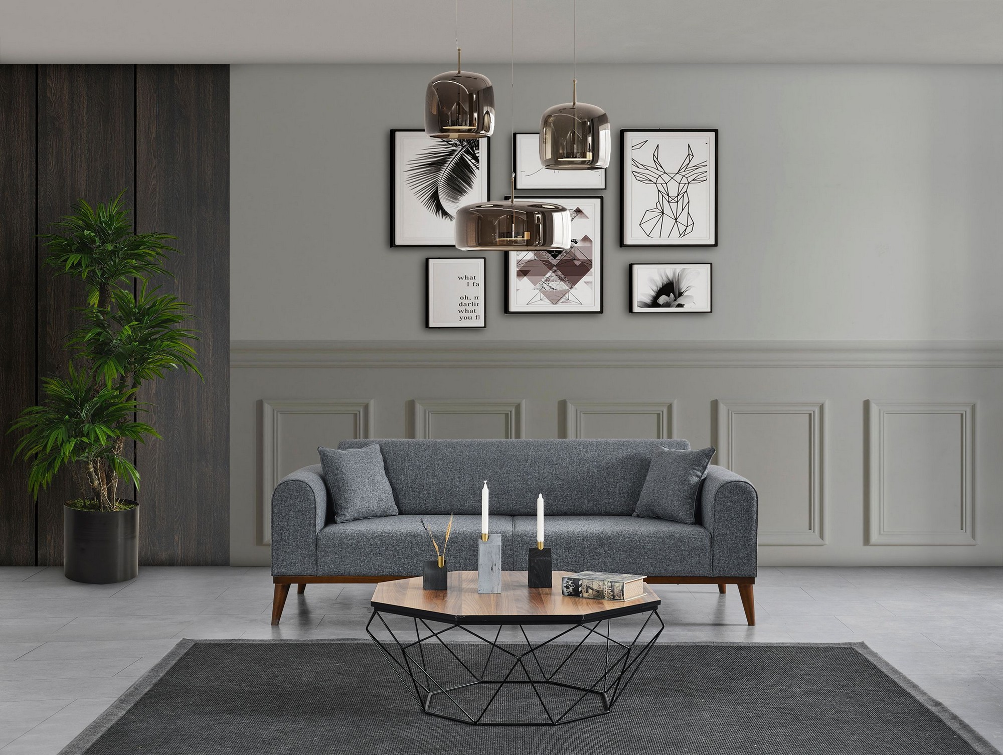Cofi 3-seater sofa bed light grey