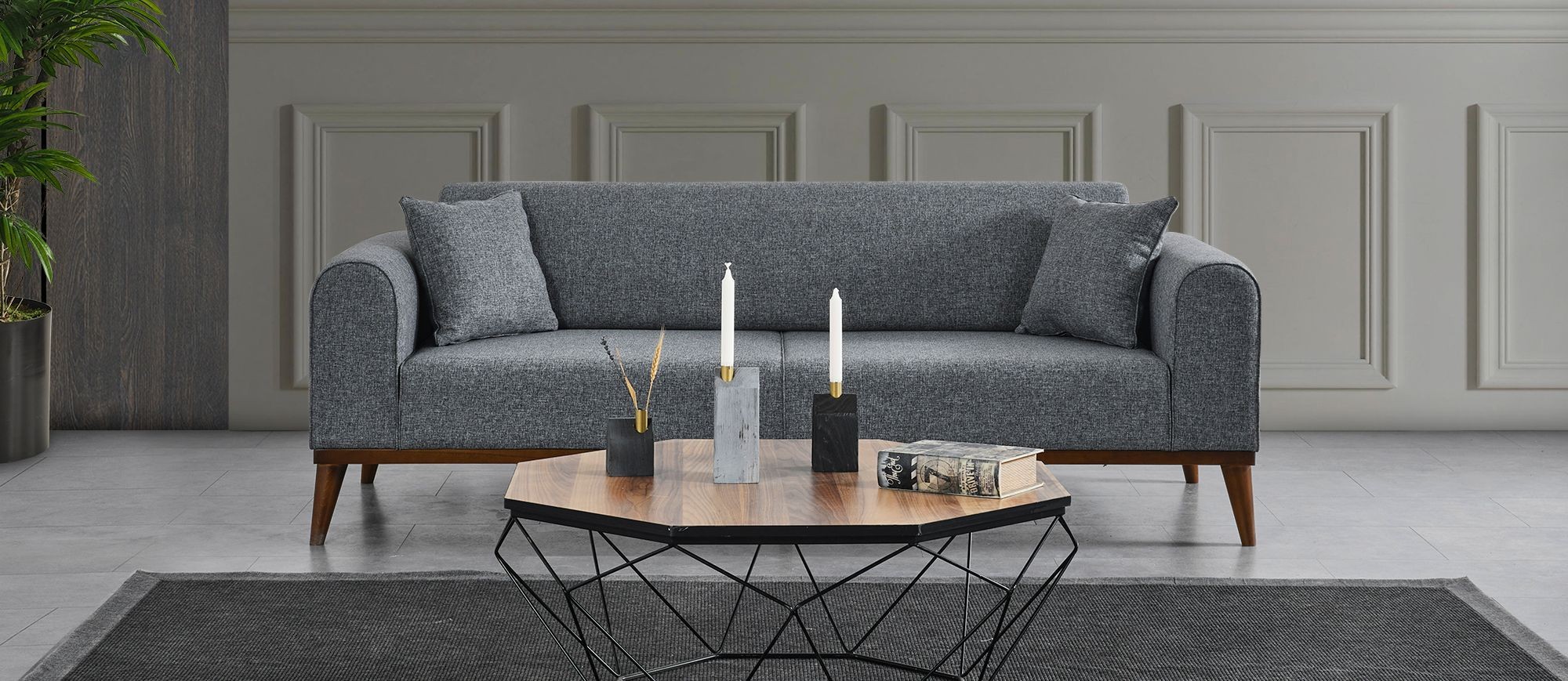 Cofi 3-seater sofa bed light grey