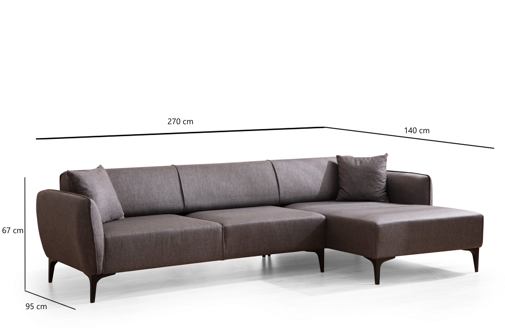Belissimo Corner Sofa Right Dark Grey