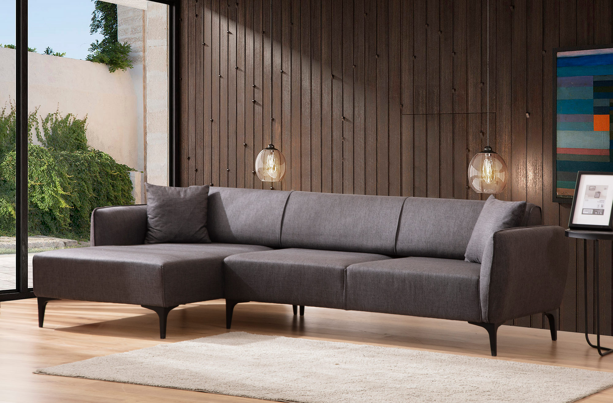 Belissimo Corner Sofa Left Dark Grey