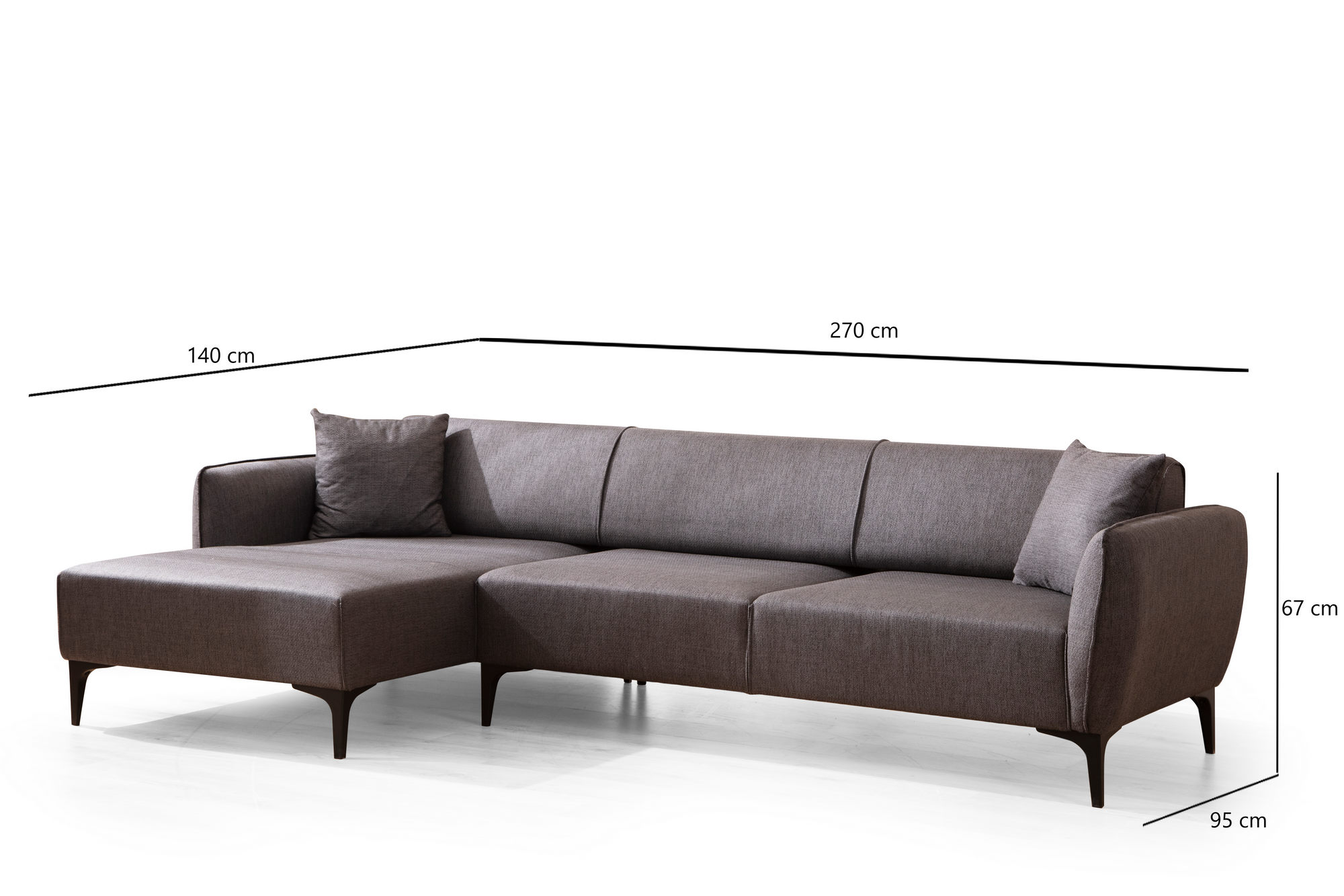 Belissimo Corner Sofa Left Dark Grey
