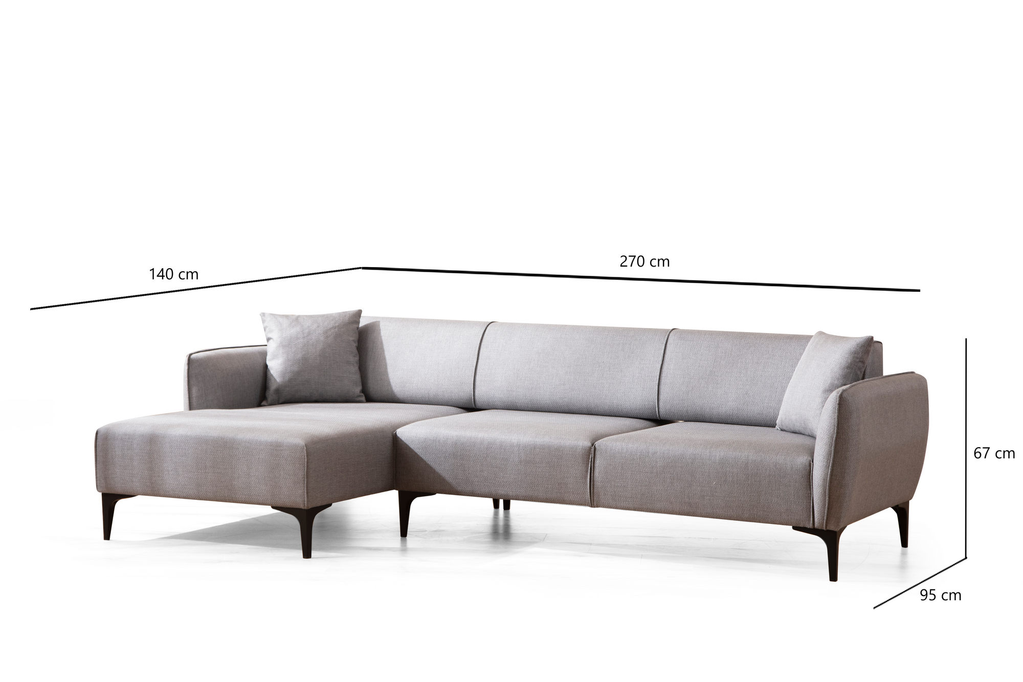 Belissimo Corner Sofa Left Grey