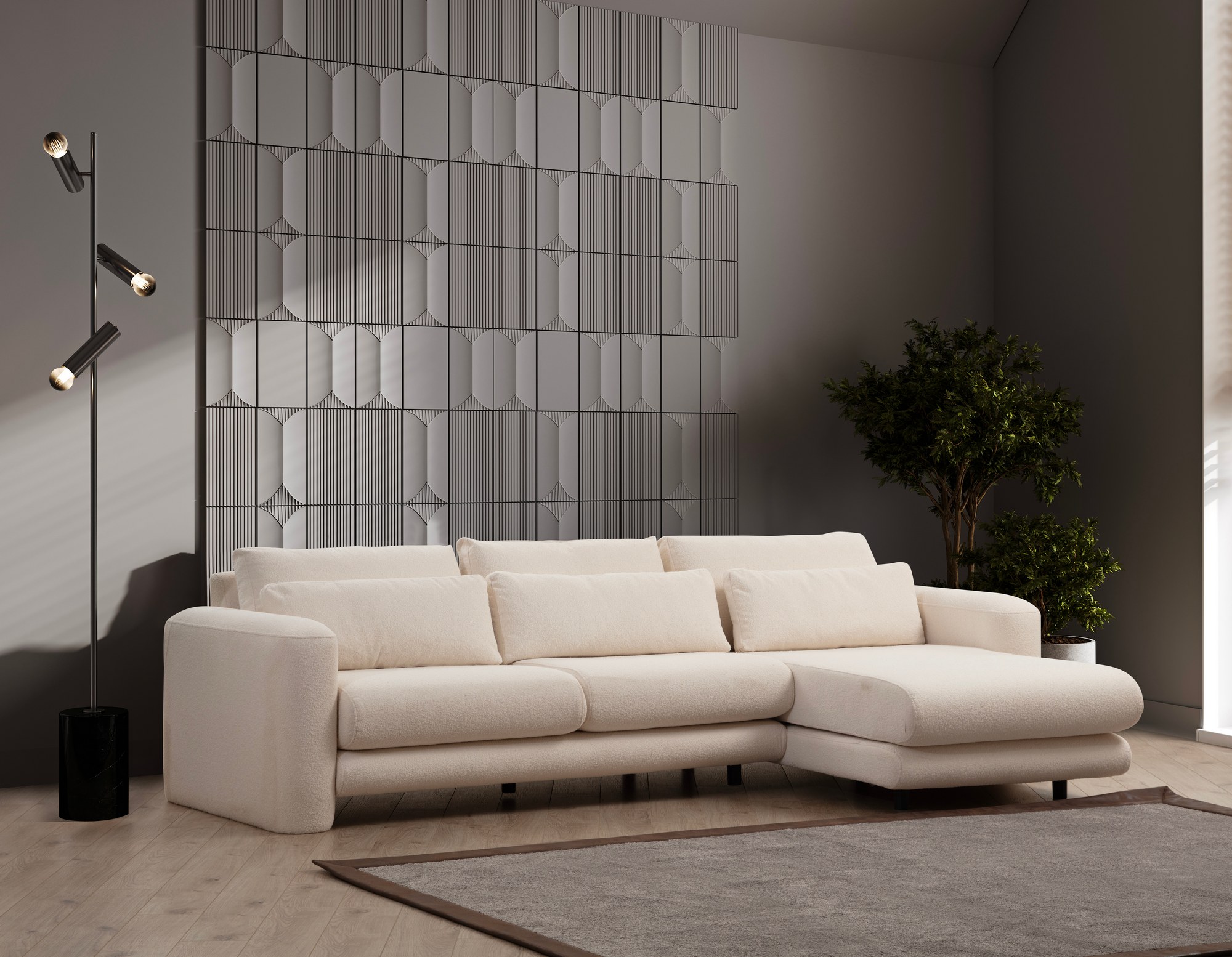 Lily Ecksofa Rechts Creme