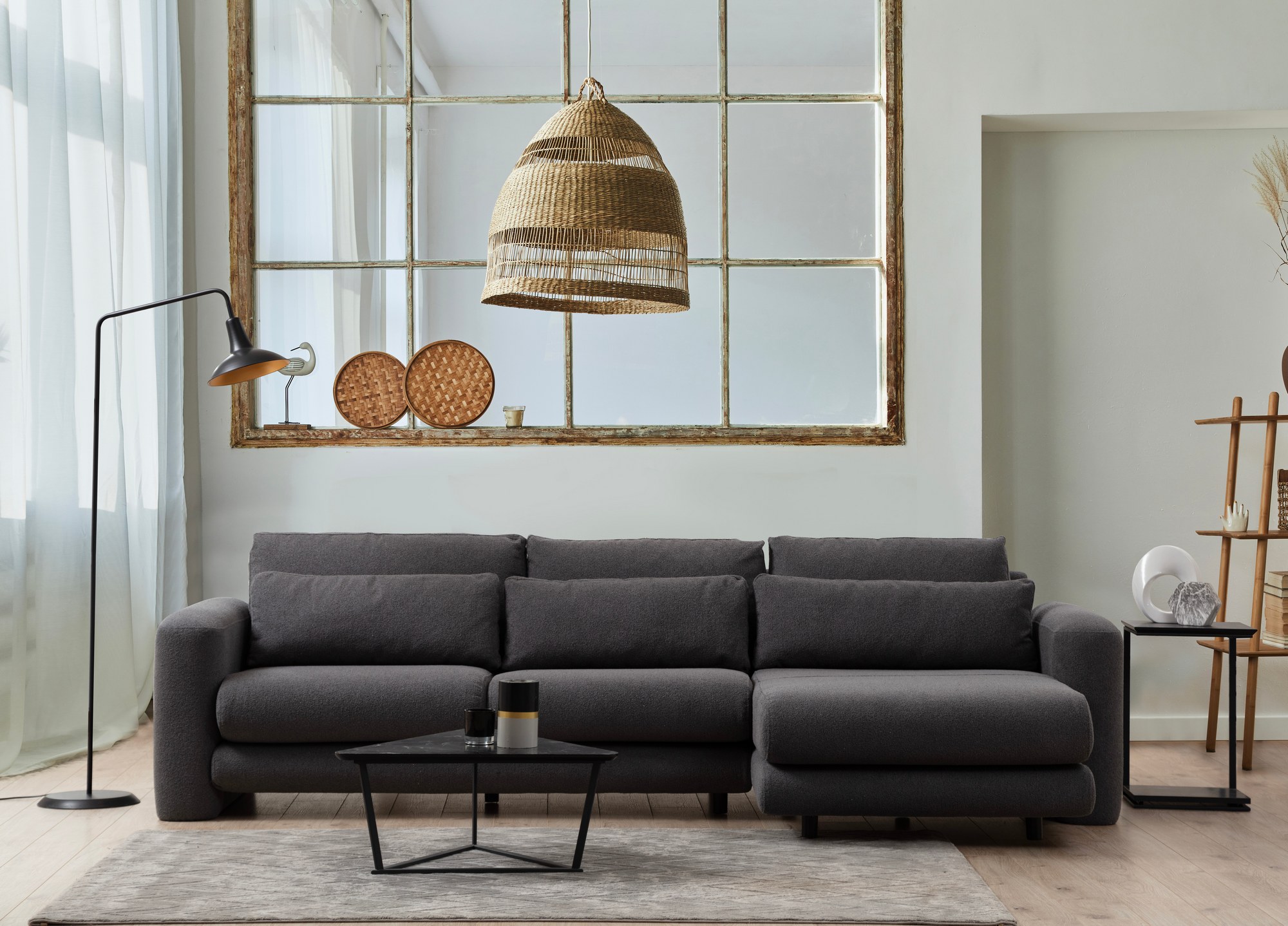 Lily corner sofa right grey
