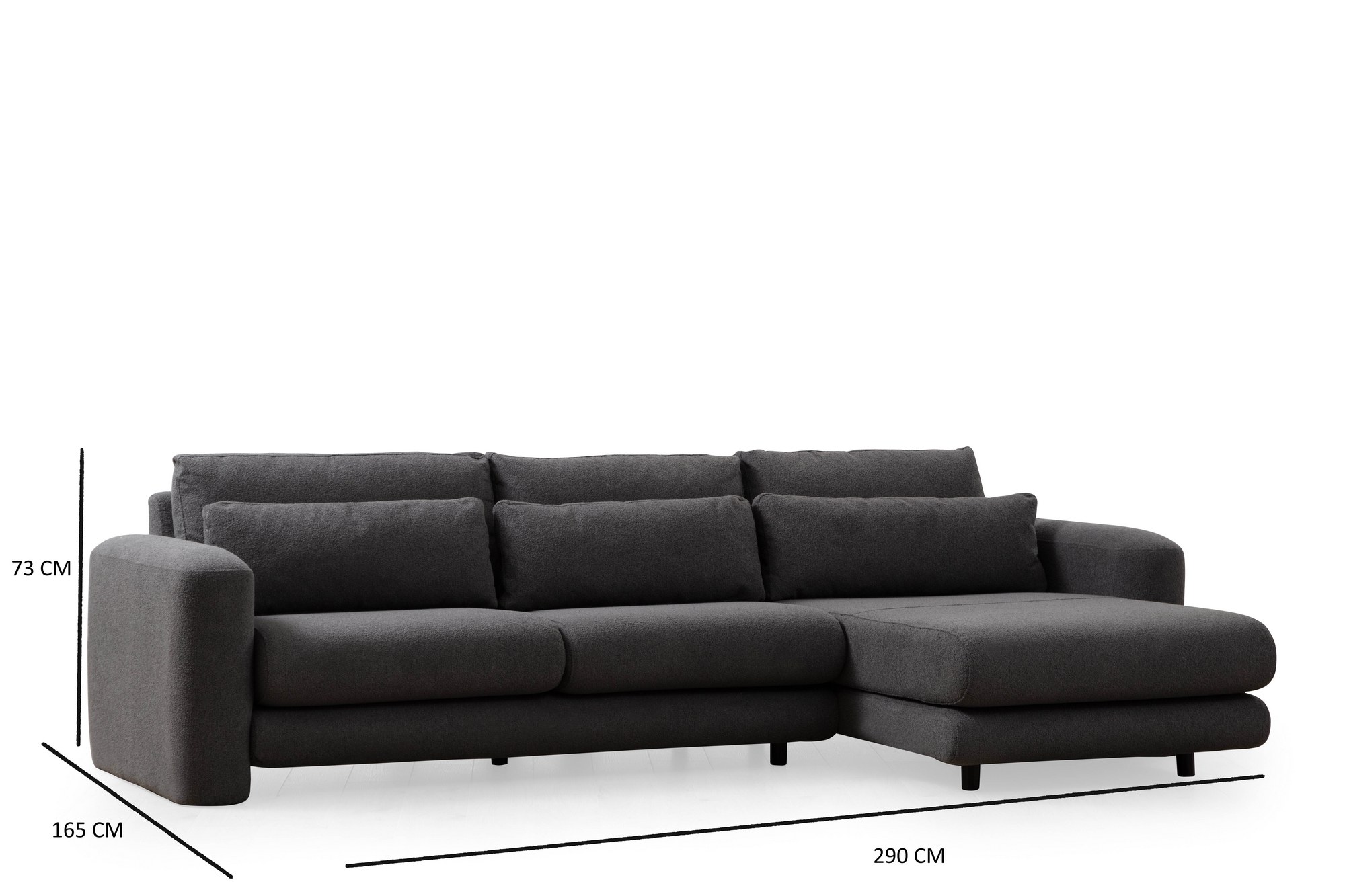 Lily corner sofa right grey