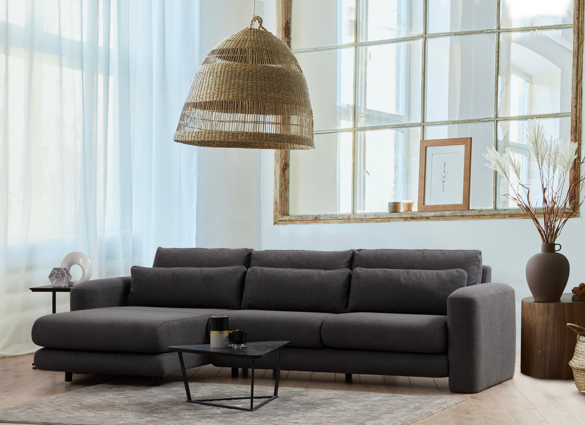 Lily Corner Sofa Left Grey