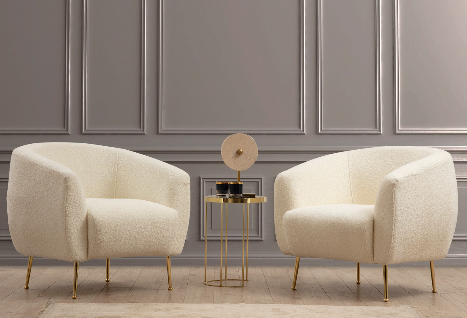 This armchair bouclé cream
