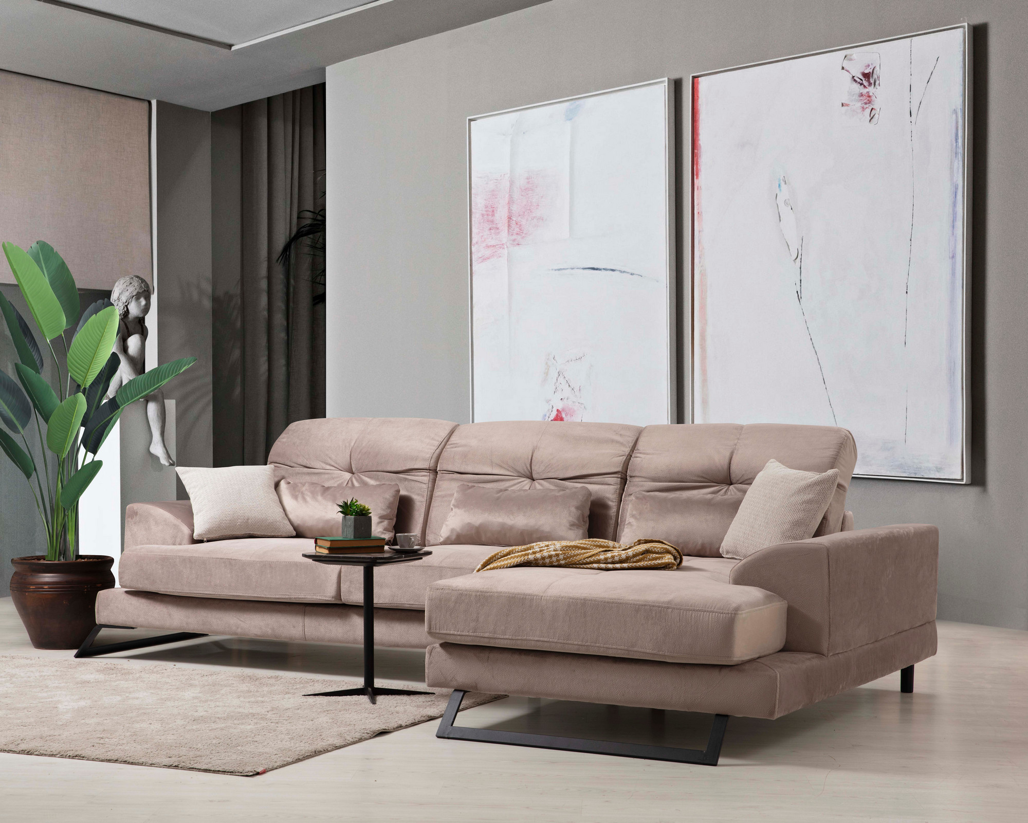 Frido Ecksofa Rechts Beige