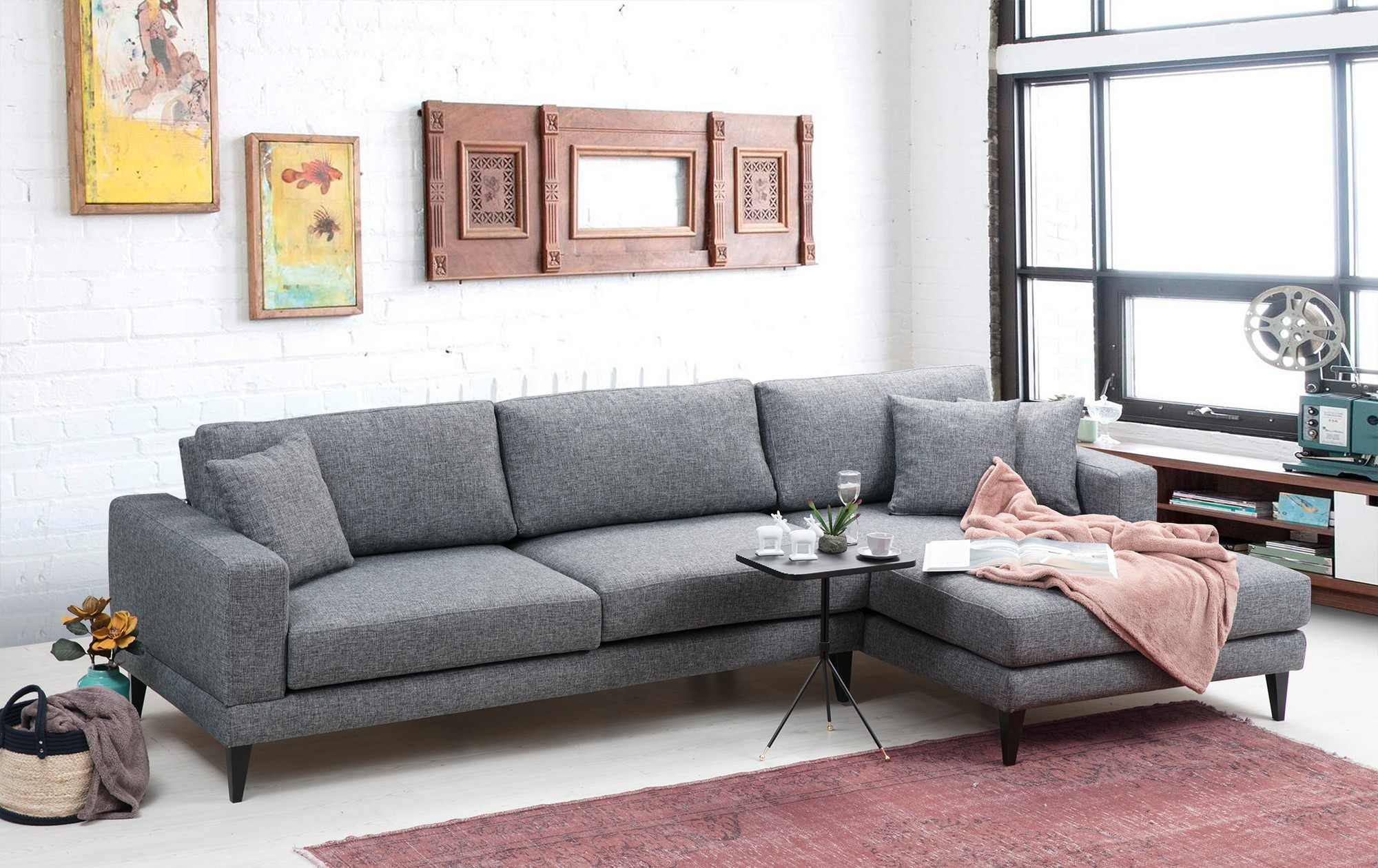Nordic Corner Sofa Right Grey