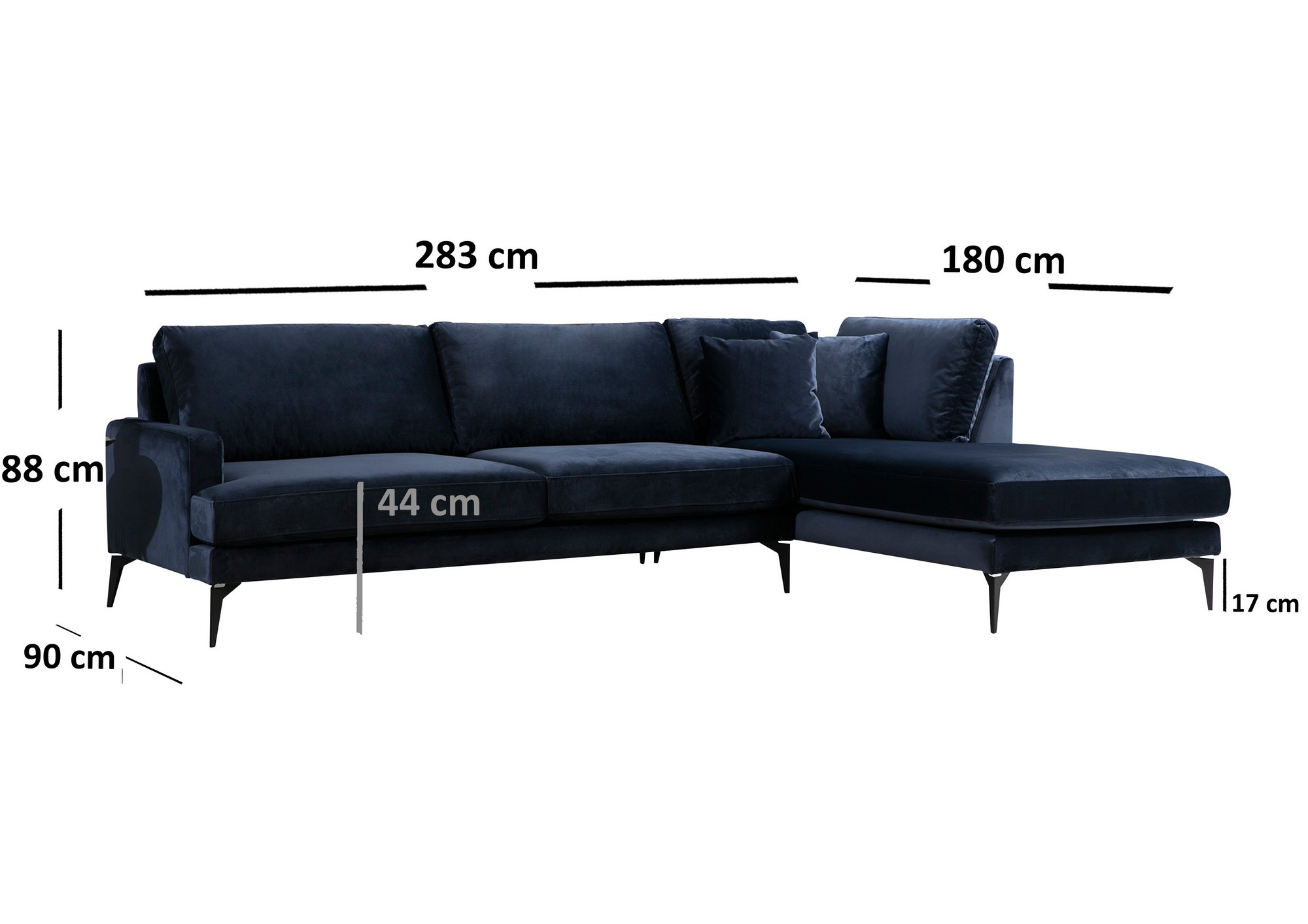Papira corner sofa Right Navy Blue