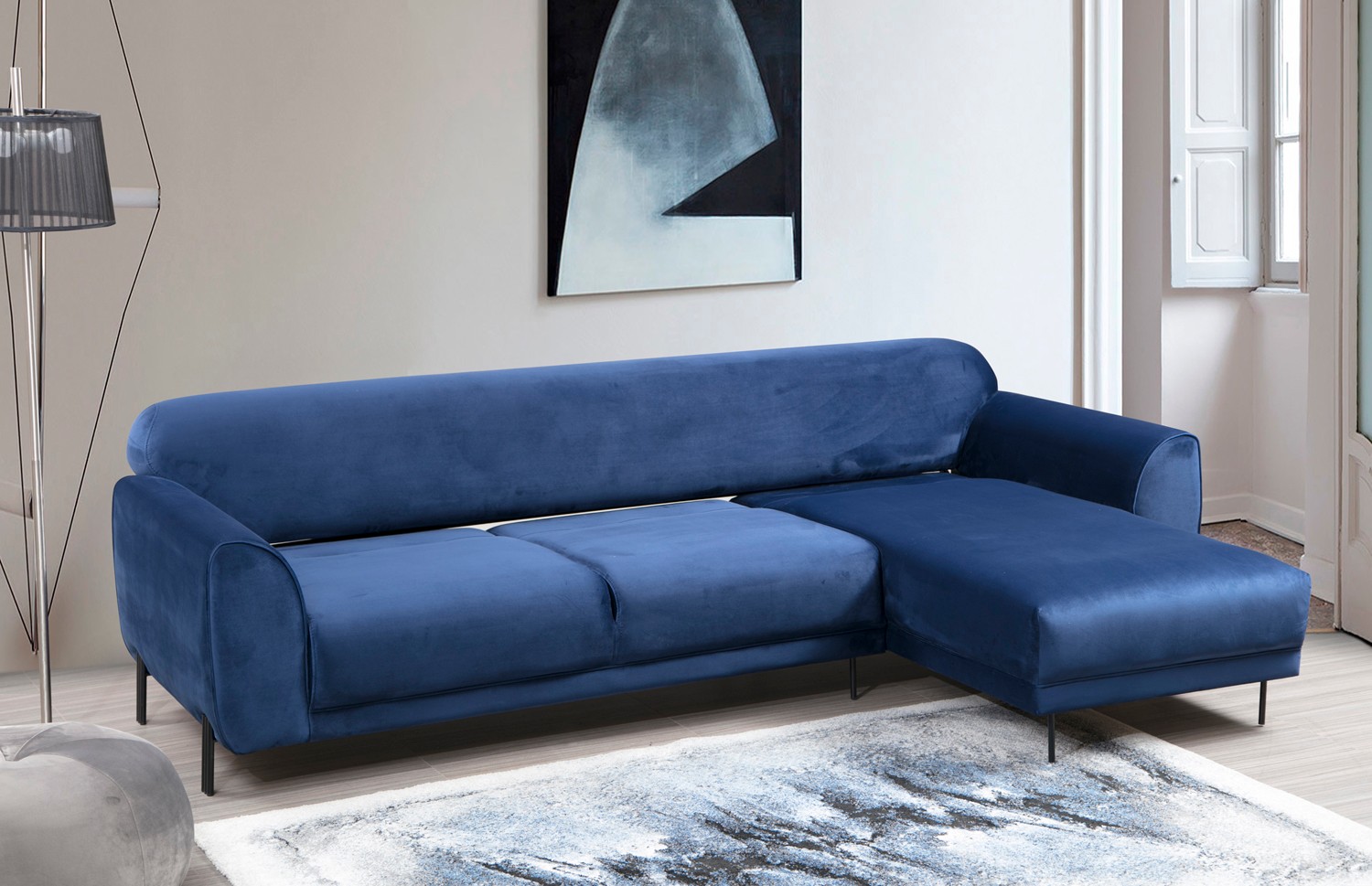 Image Corner Sofa Right Navy Blue