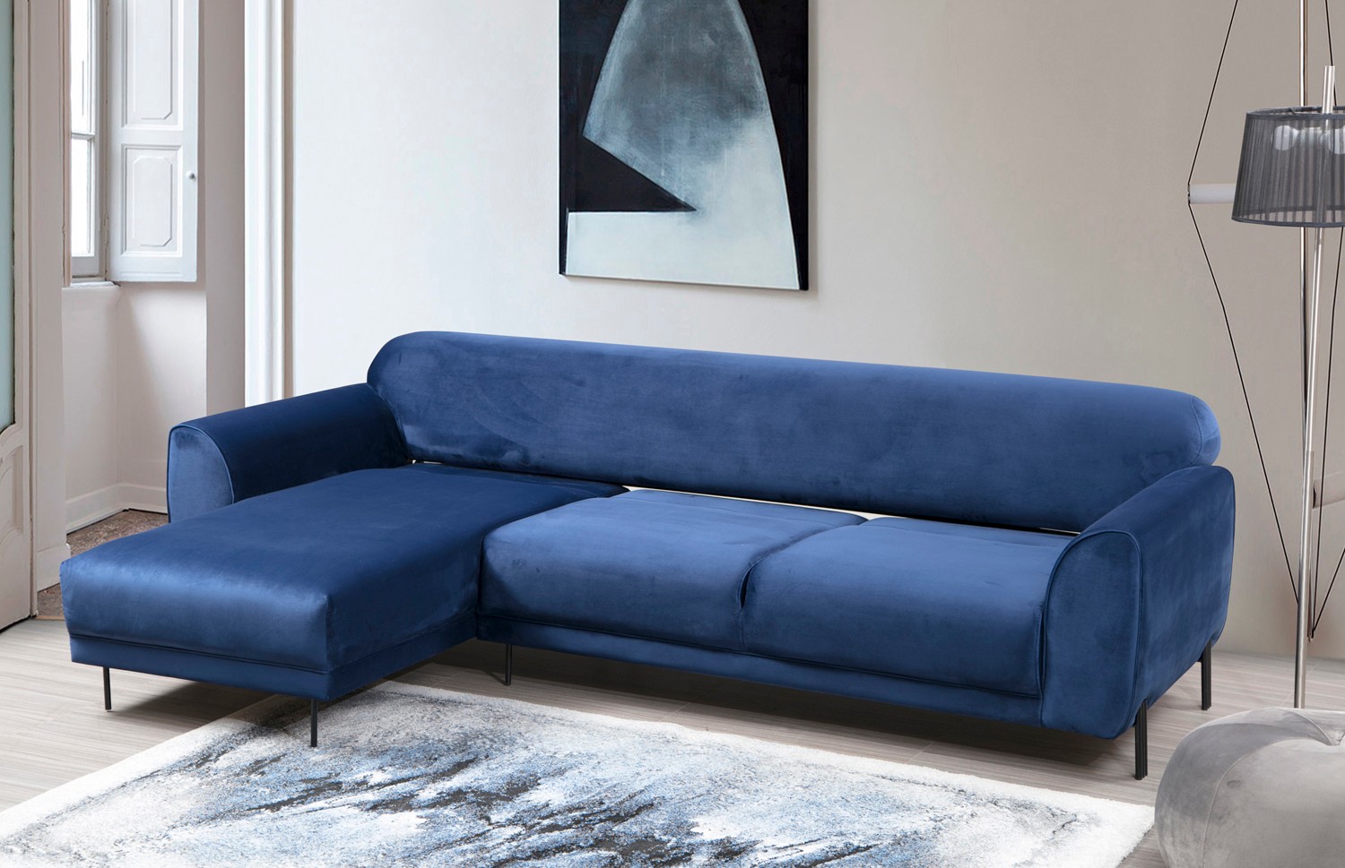 Image Corner Sofa Left Navy Blue