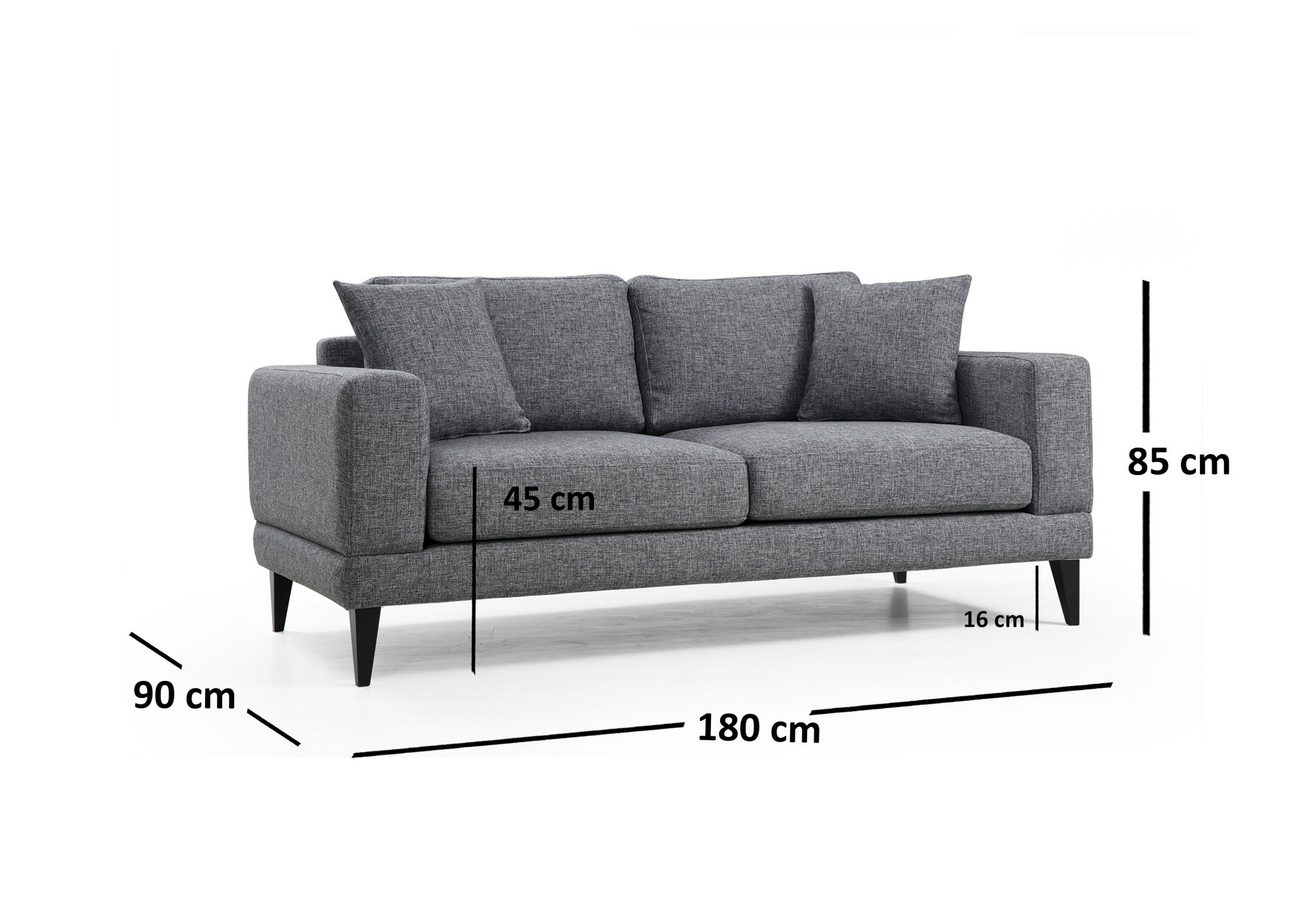 Nordic 2-Seater Sofa Grey