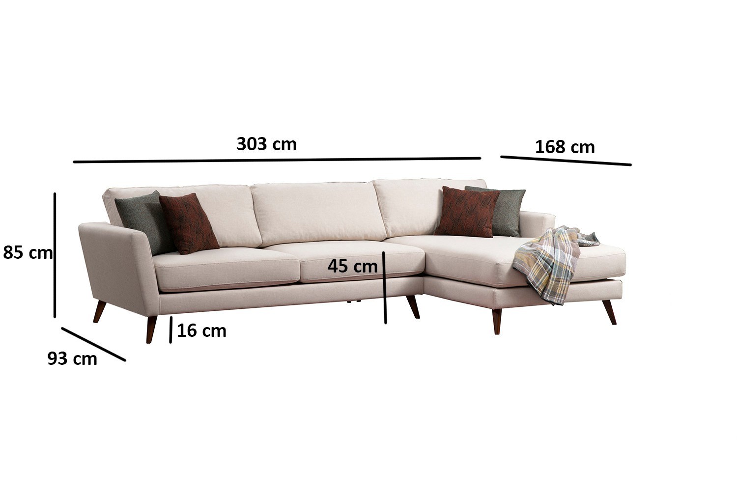 Mayorka Corner Sofa Right Beige