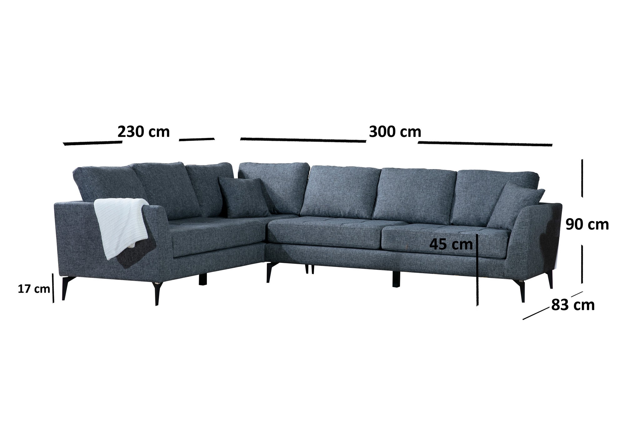 Tempo Ecksofa Links Grau