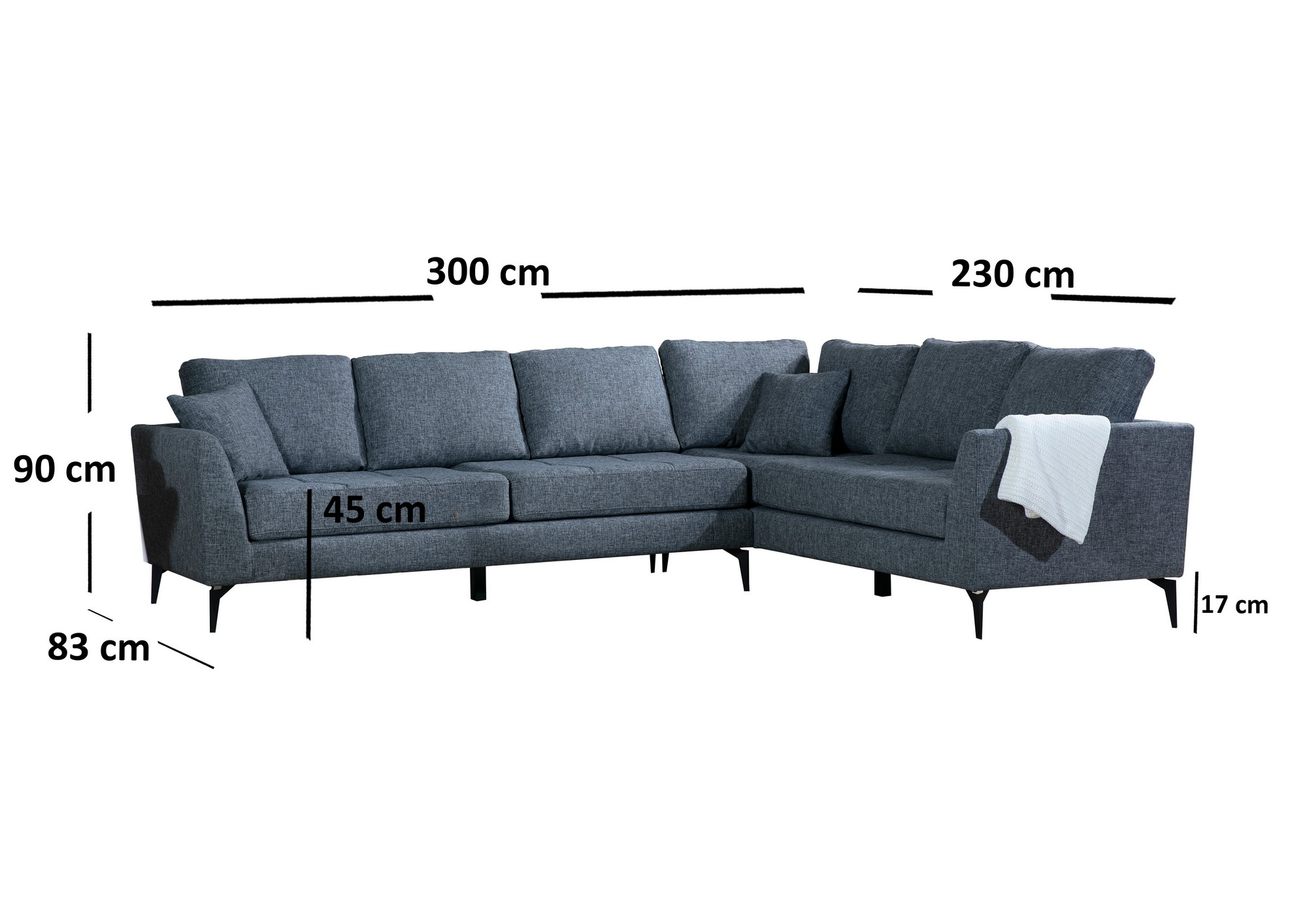 Tempo Ecksofa Rechts Grau
