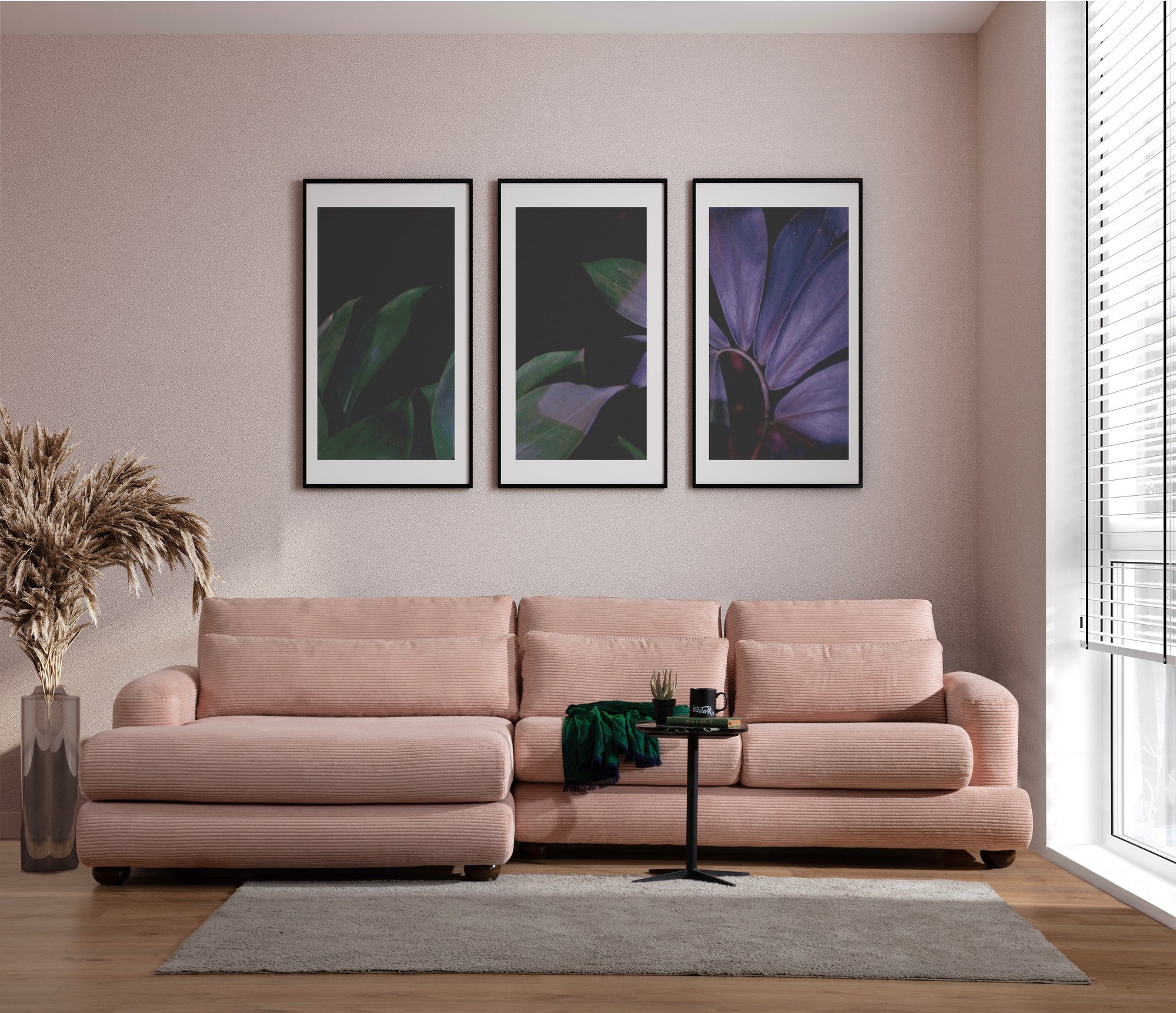 River Ecksofa Links Rosa