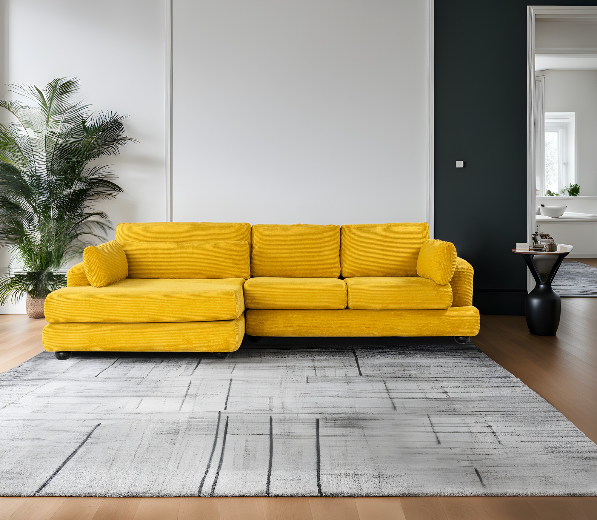 River Corner Sofa Left Yellow