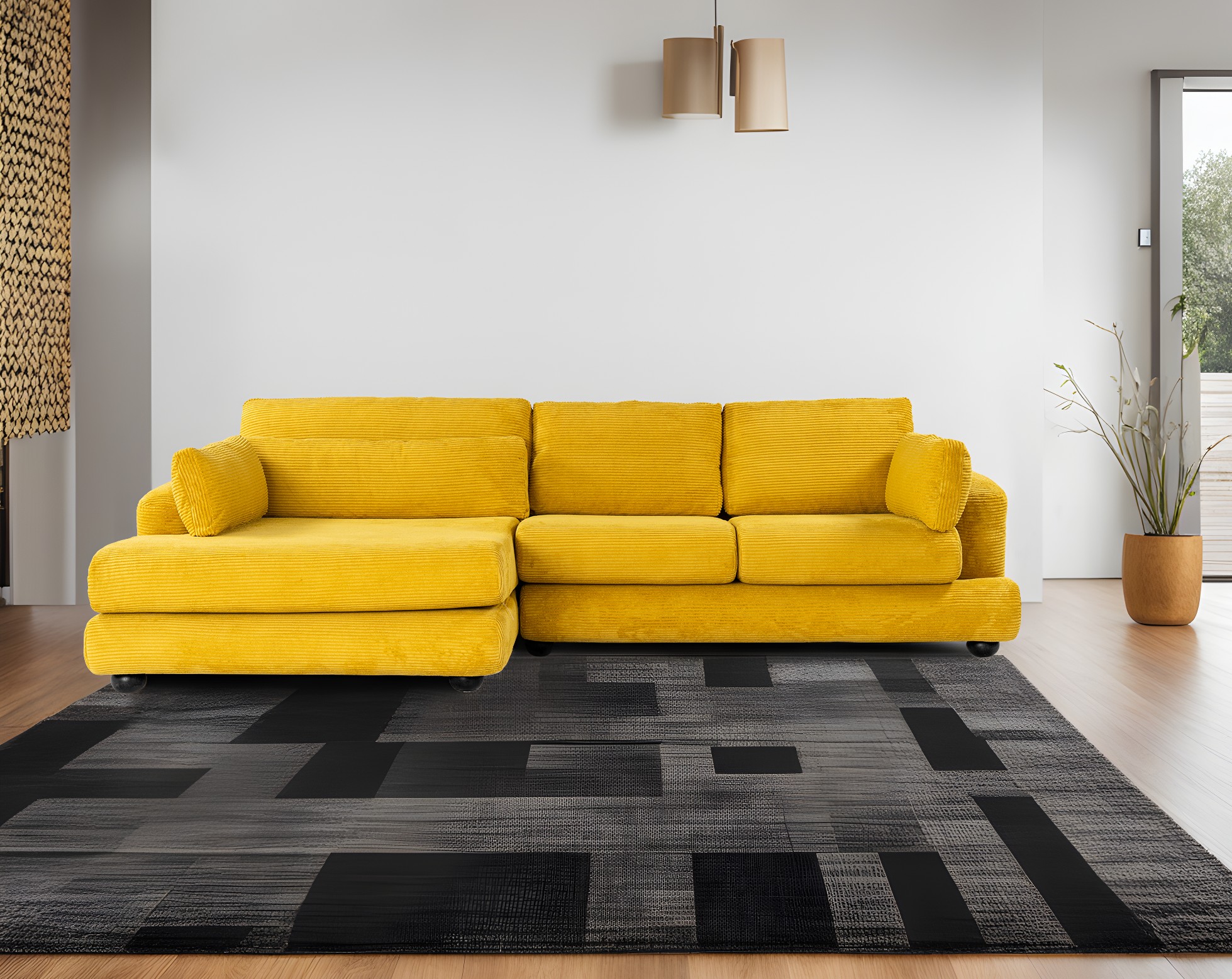 River Corner Sofa Left Yellow