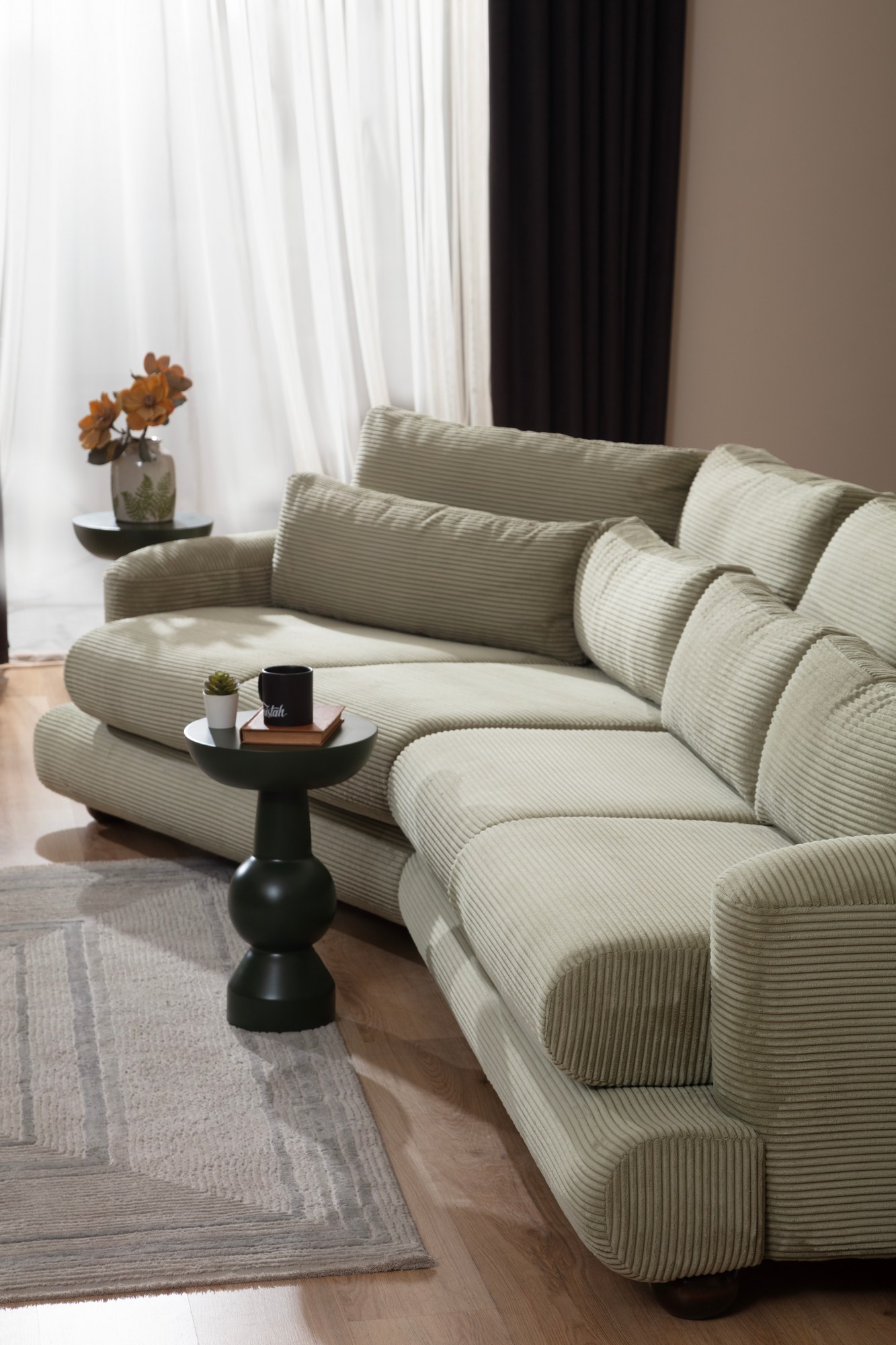 River 4-seater corner sofa left green