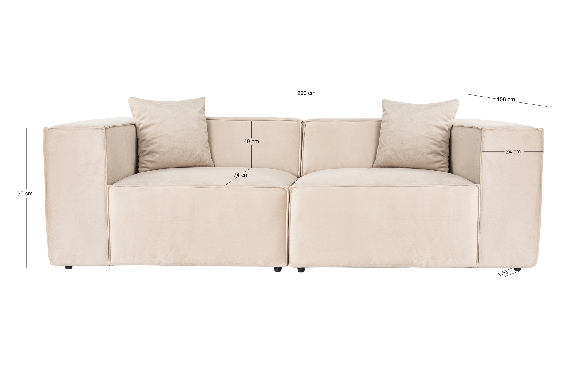 Lora 2-seater sofa cream