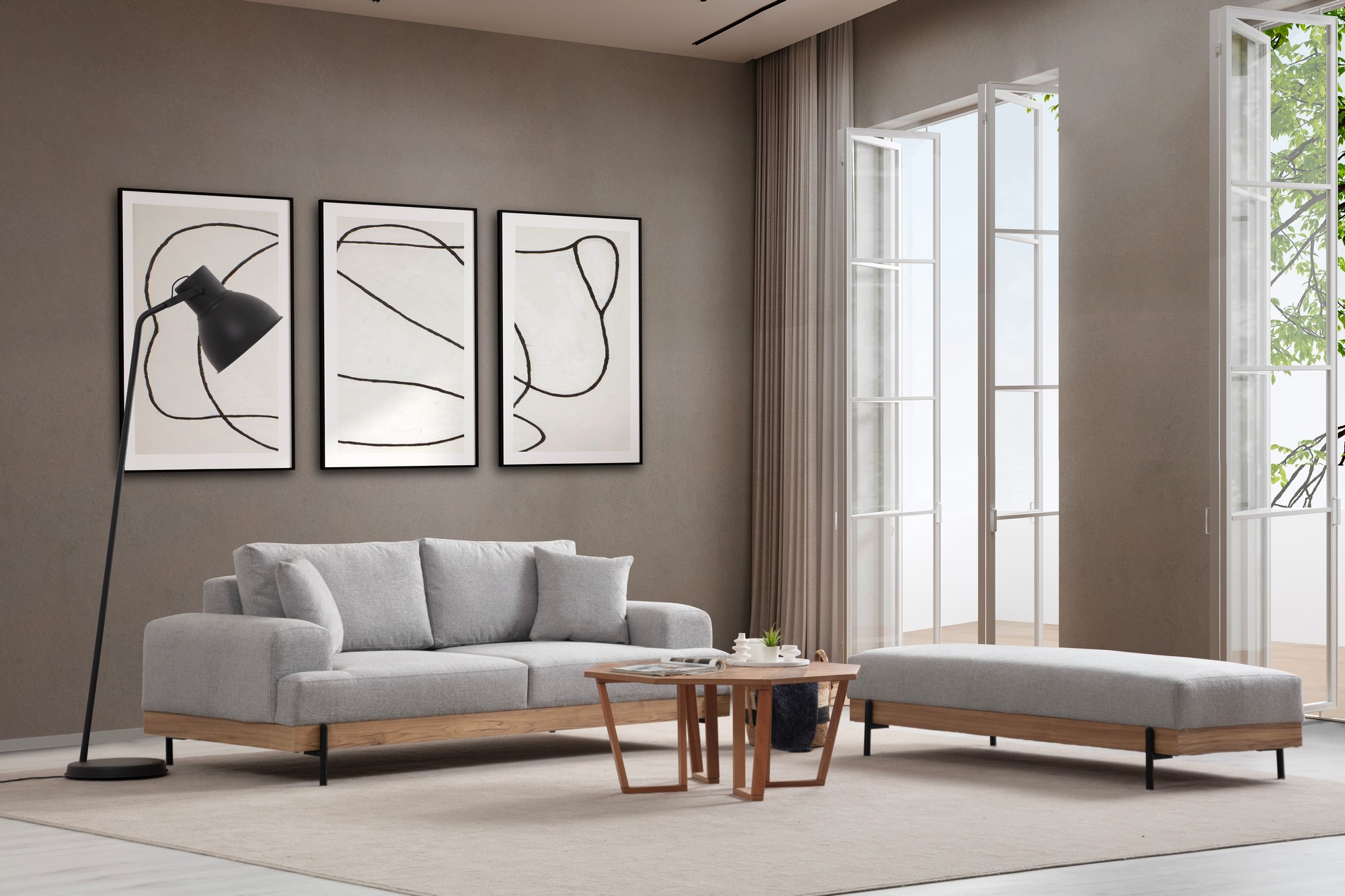 Eti 3-Sitzer Sofa Grau
