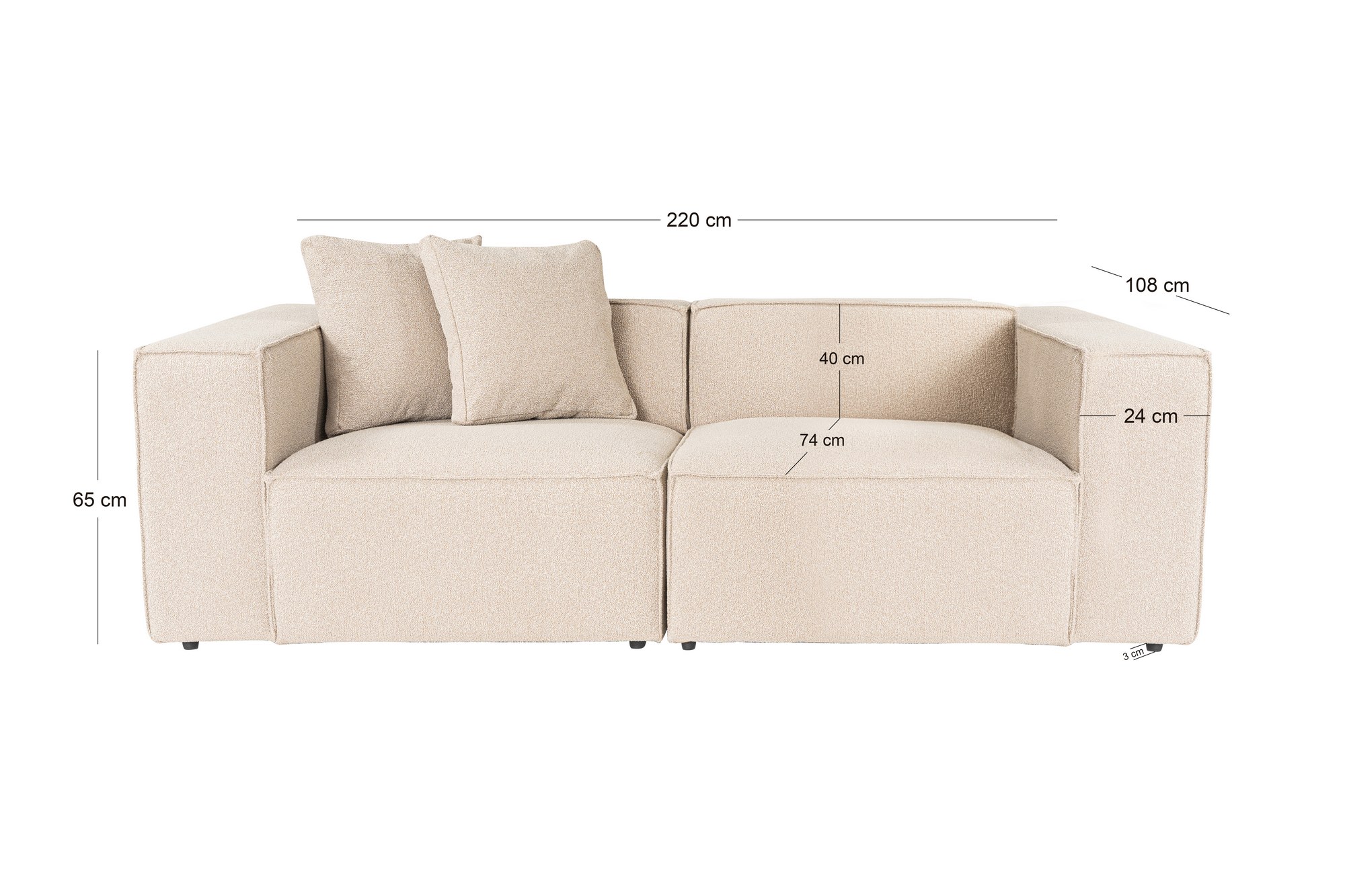 Lora 2-seater sofa Beige