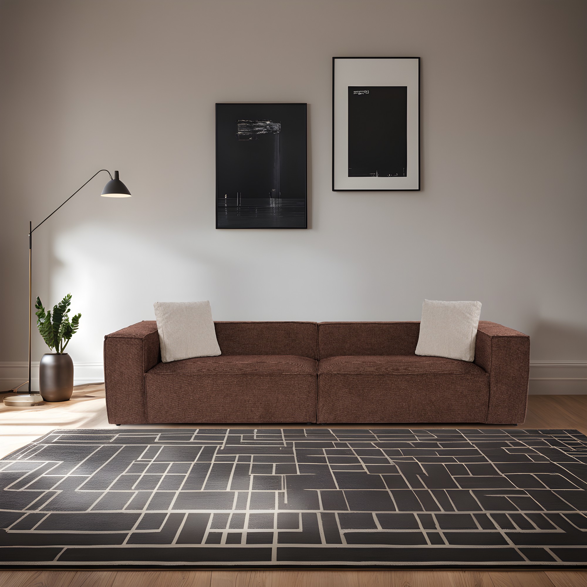Lora 4-seater sofa brown