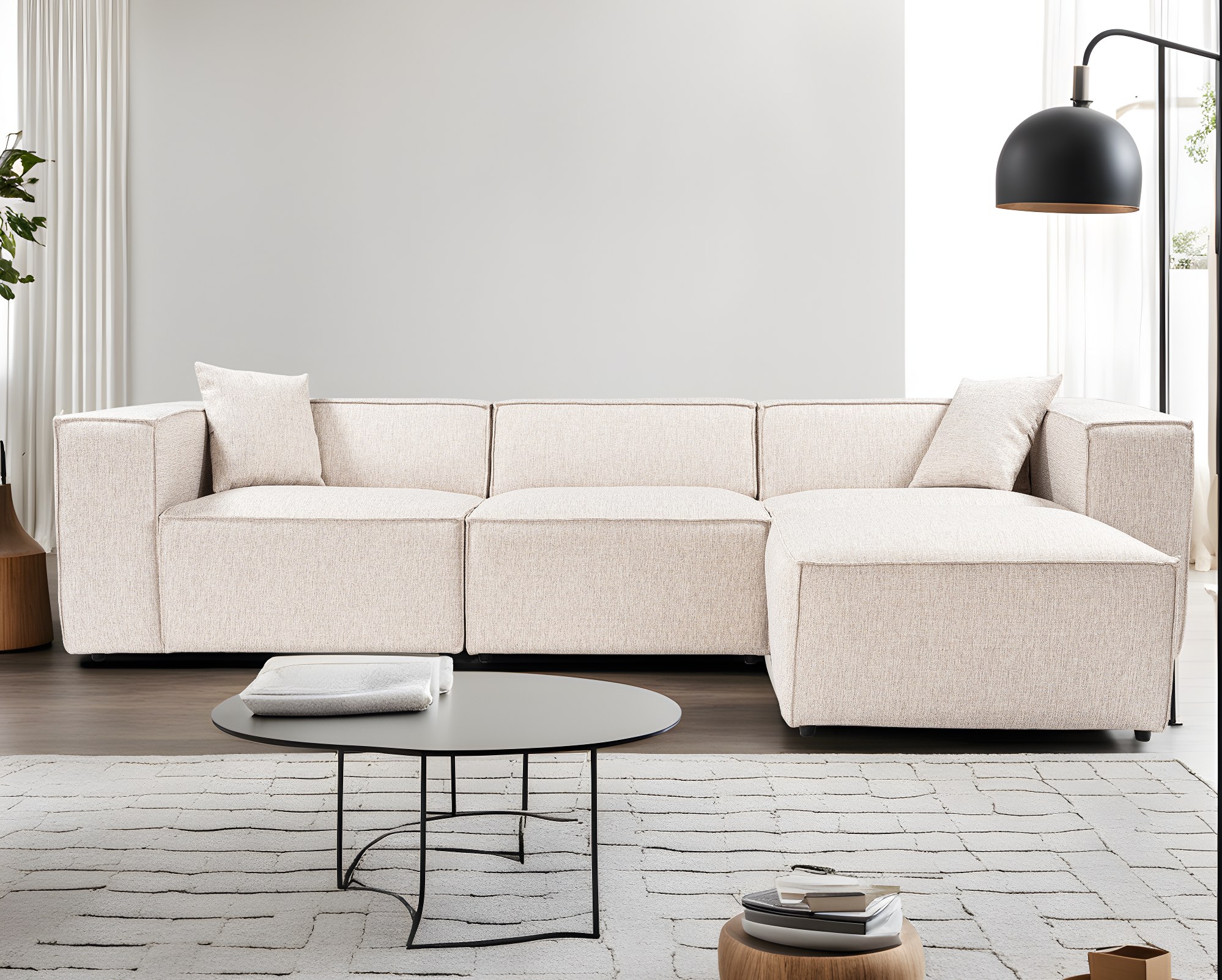 Lora Corner Sofa Light Brown