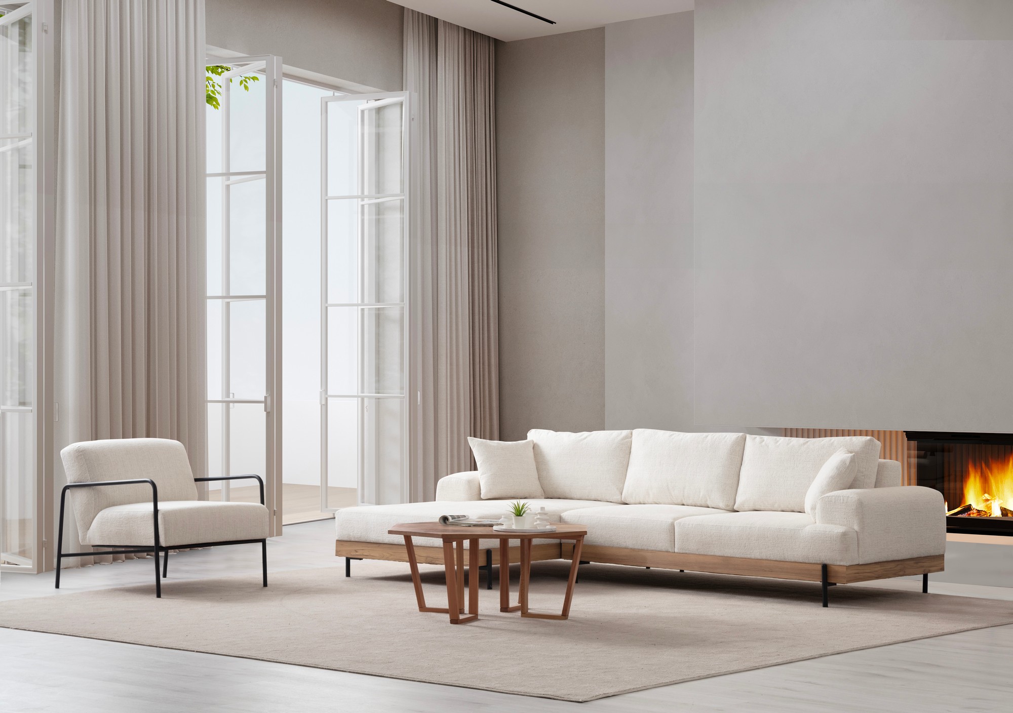 Eti Corner Sofa Left White