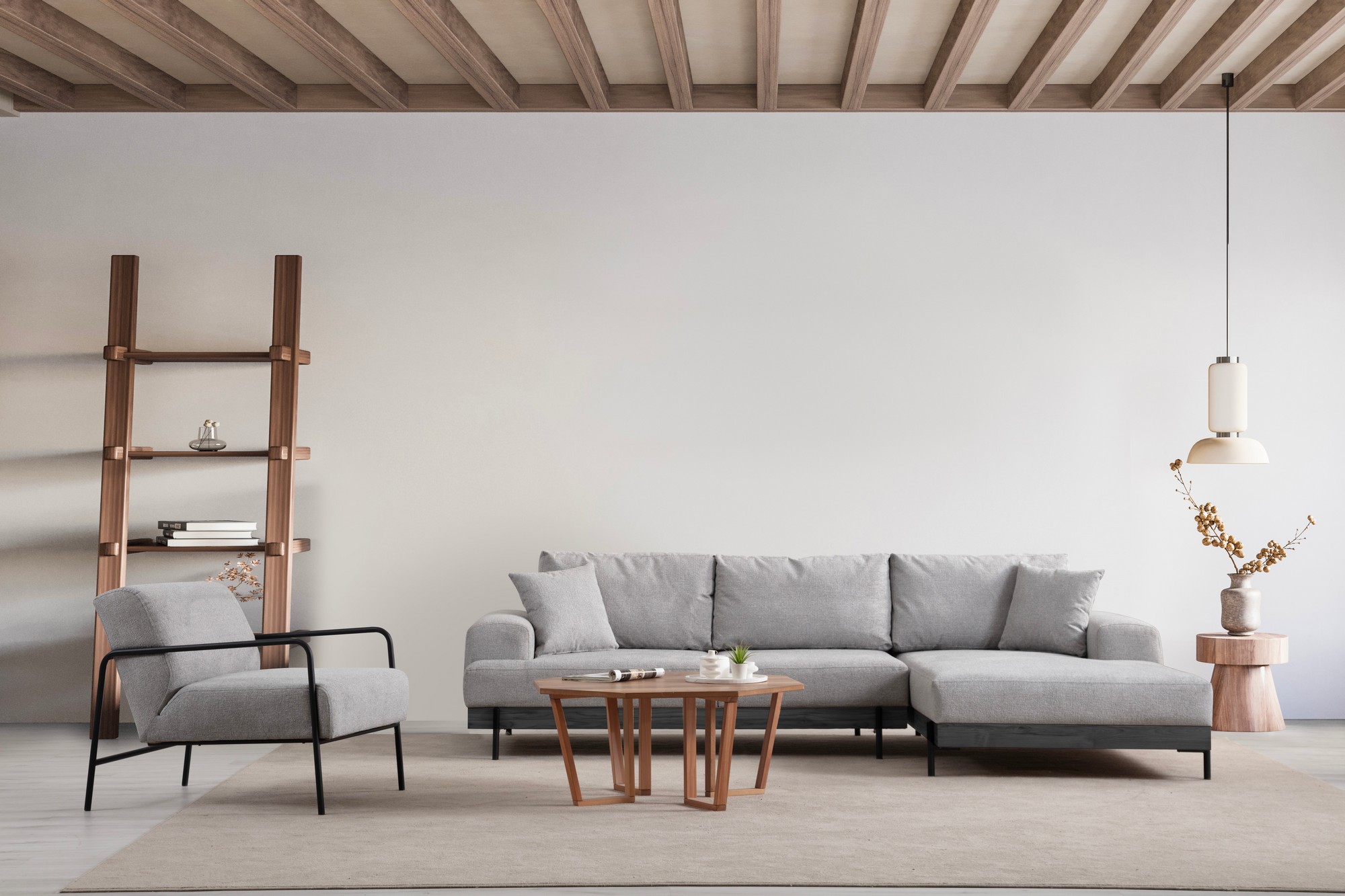 Eti Black Ecksofa Rechts Grau