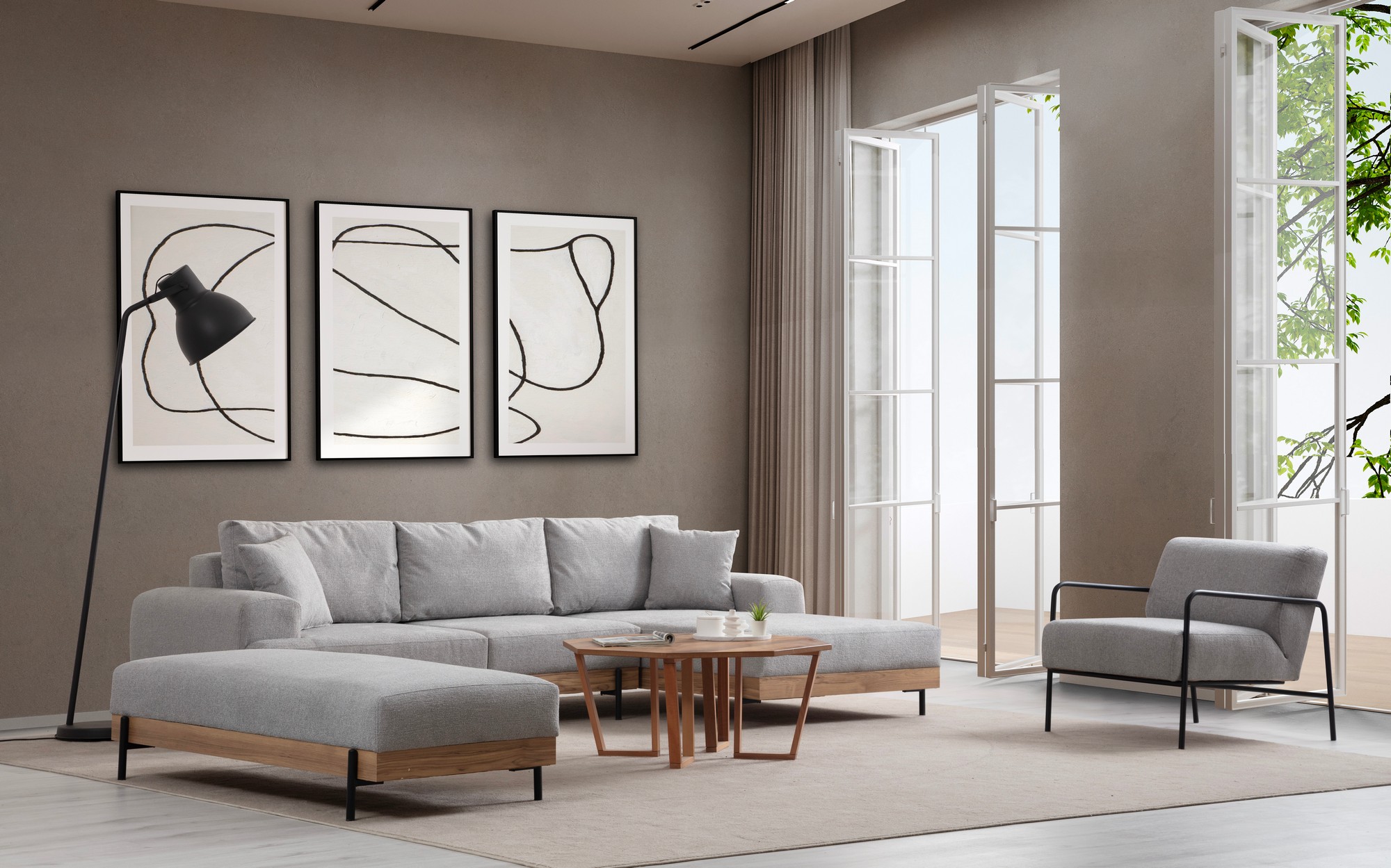 Eti Ecksofa Rechts Grau