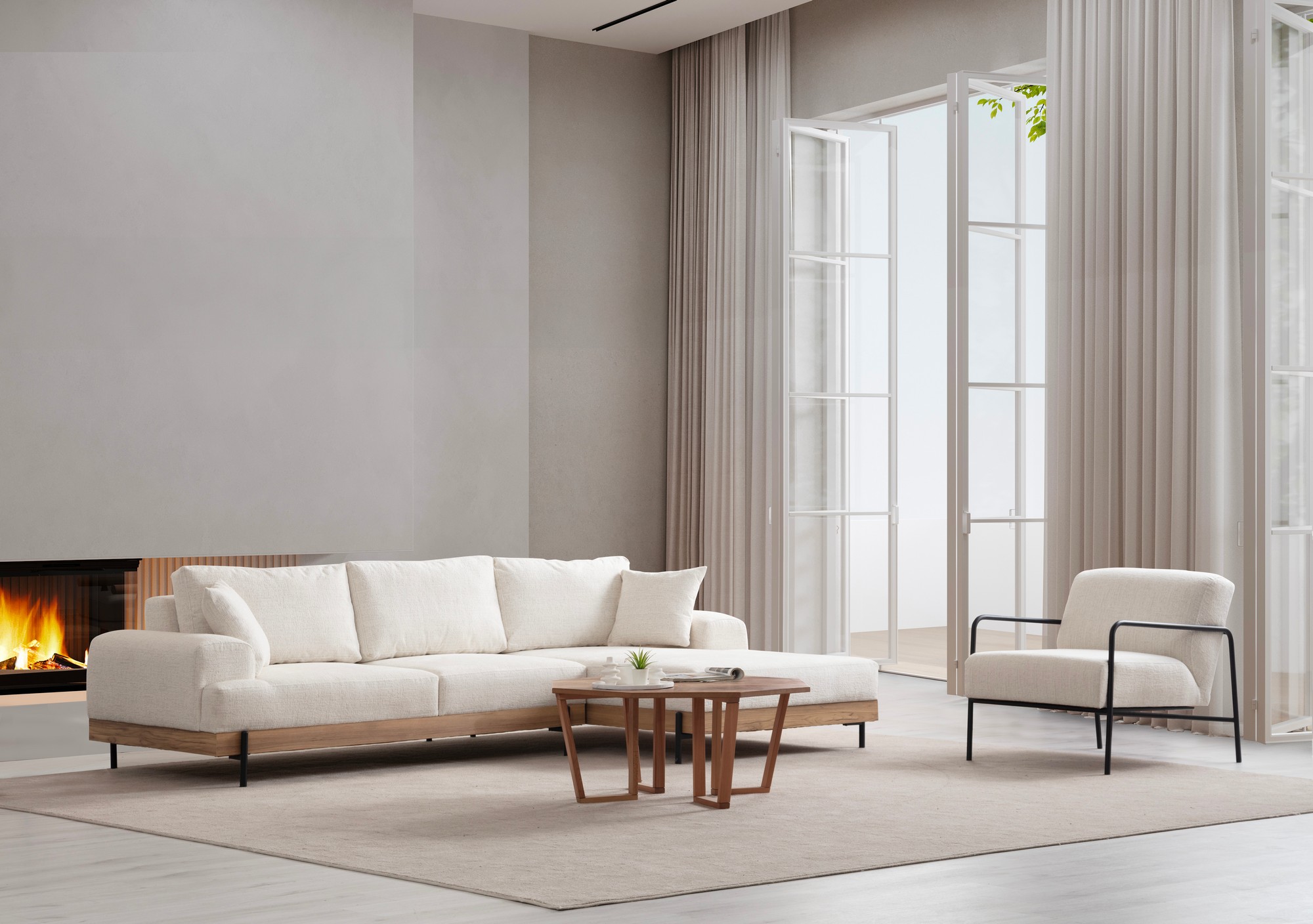 Eti Corner Sofa Right White