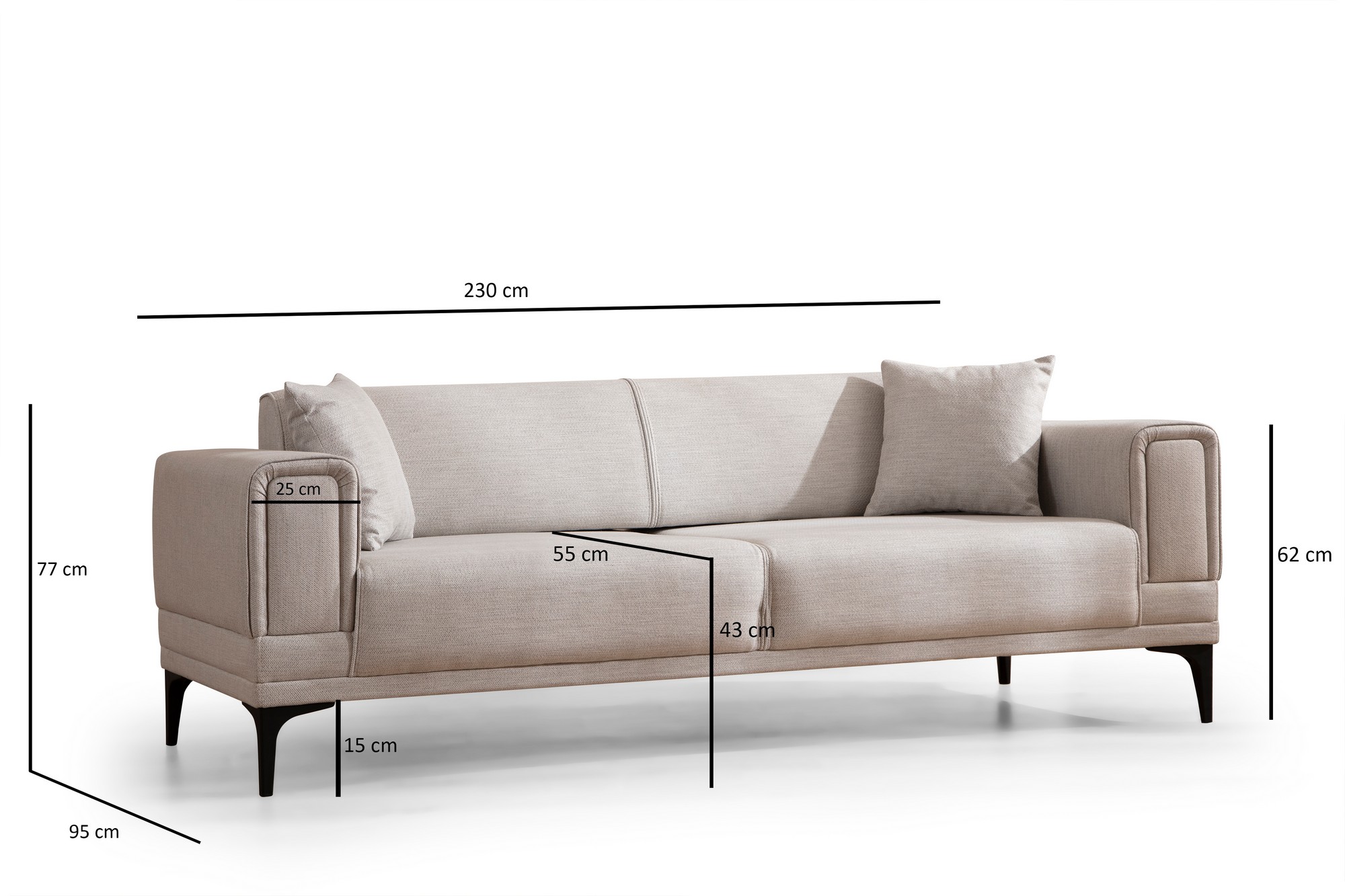 Horizon 3-seater sofa bed Grey
