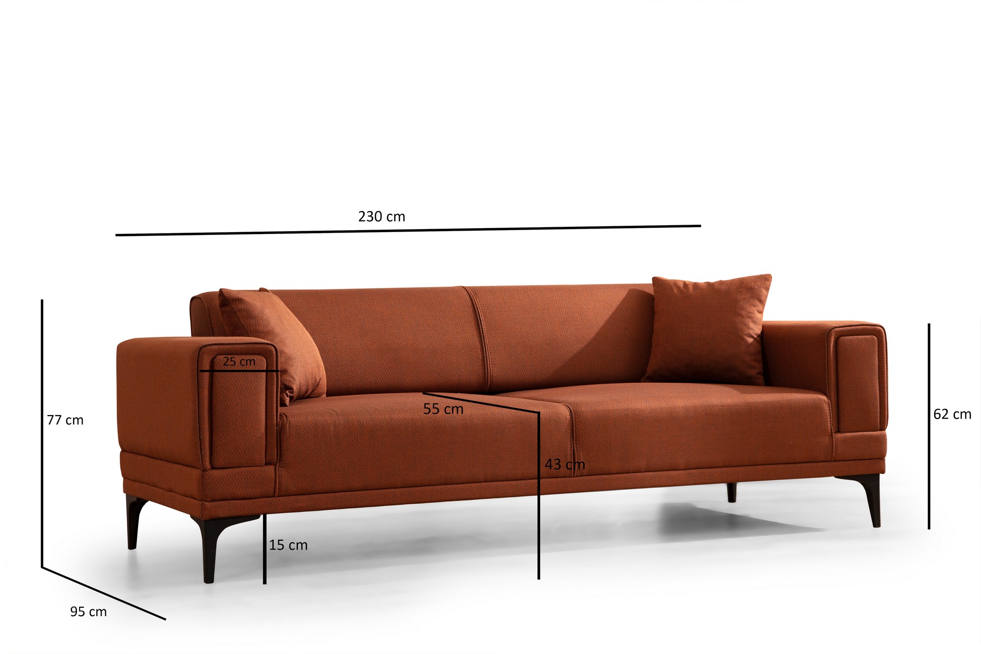 Horizon 3-seater sofa bed Red