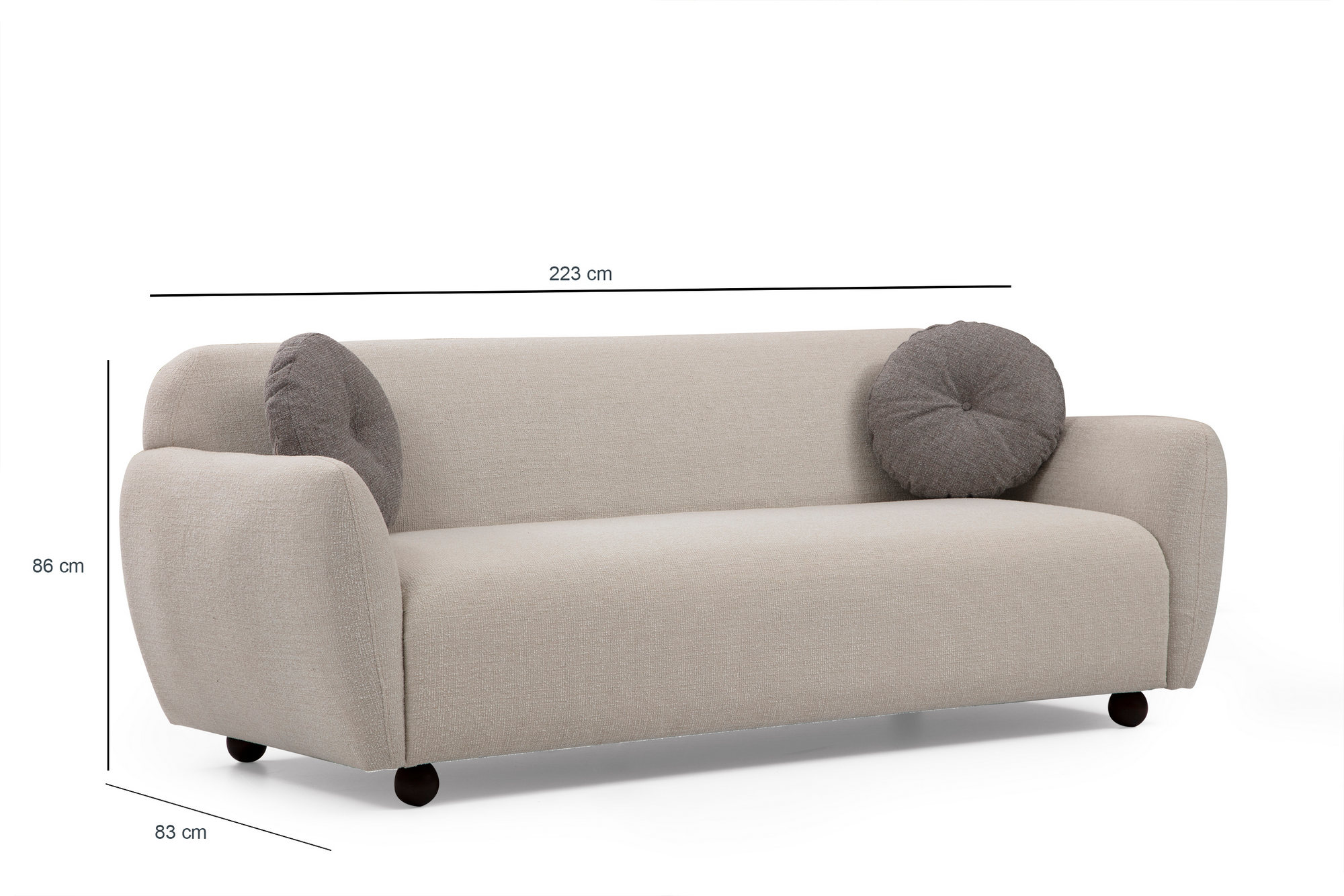 Eddy 3-seater sofa cream