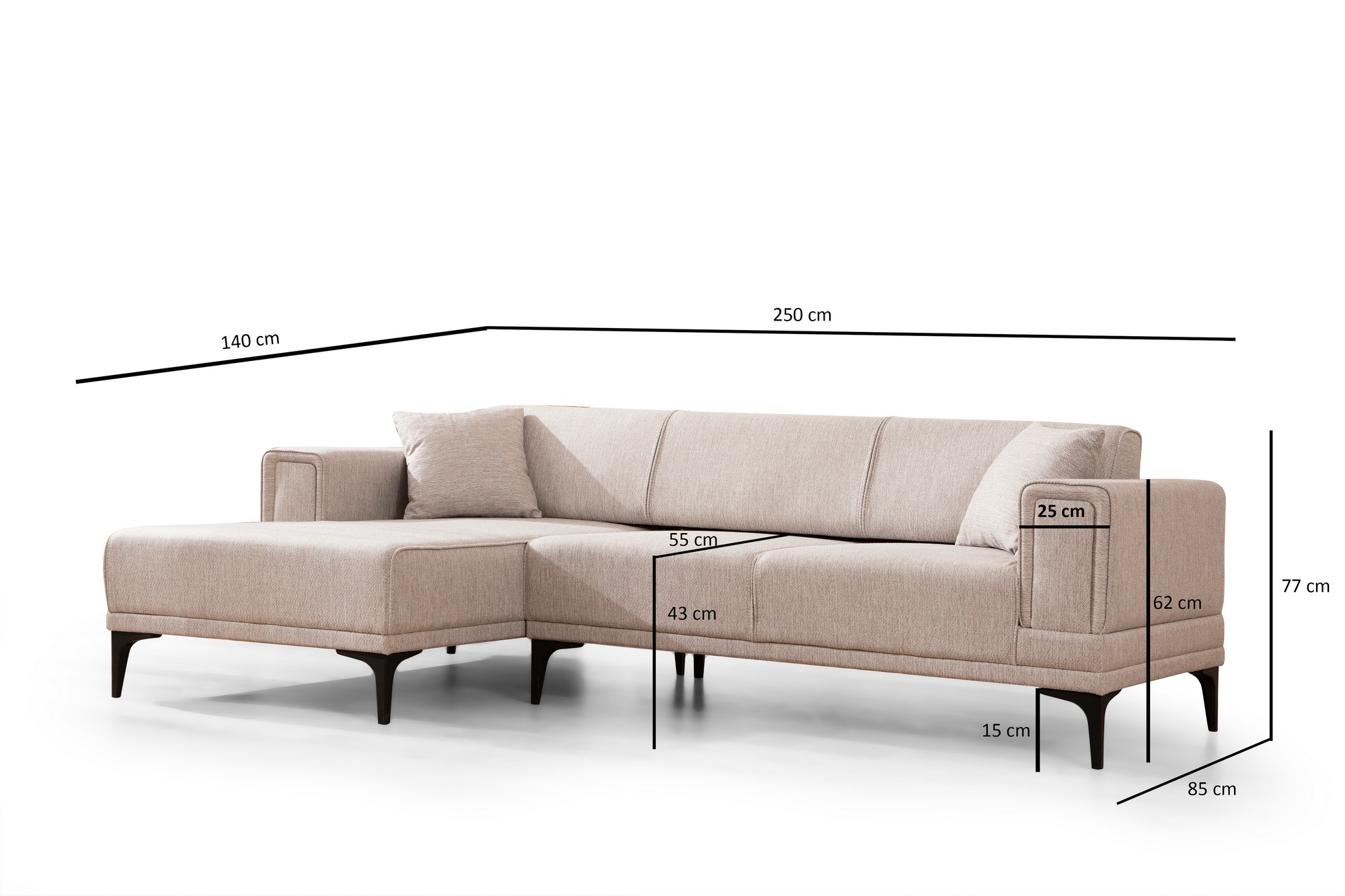 Horizon Ecksofa Links Hellbraun
