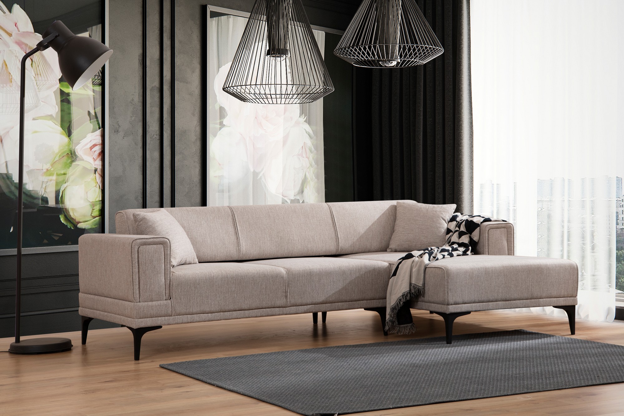 Horizon Corner Sofa Right Light Brown