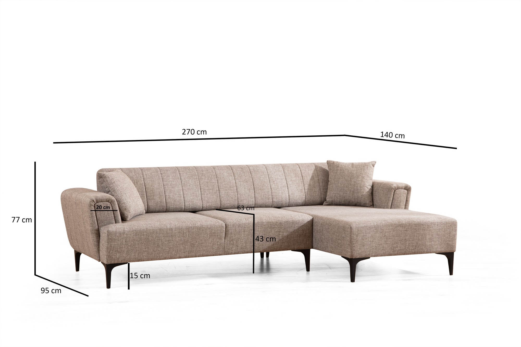 Hamlet Ecksofa Rechts Hellbraun
